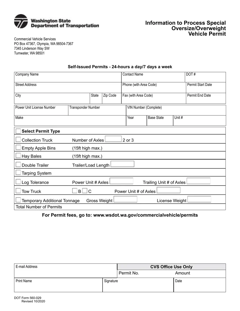 DOT Form 560 029 Fill Out Sign Online And Download Fillable PDF Washington Templateroller