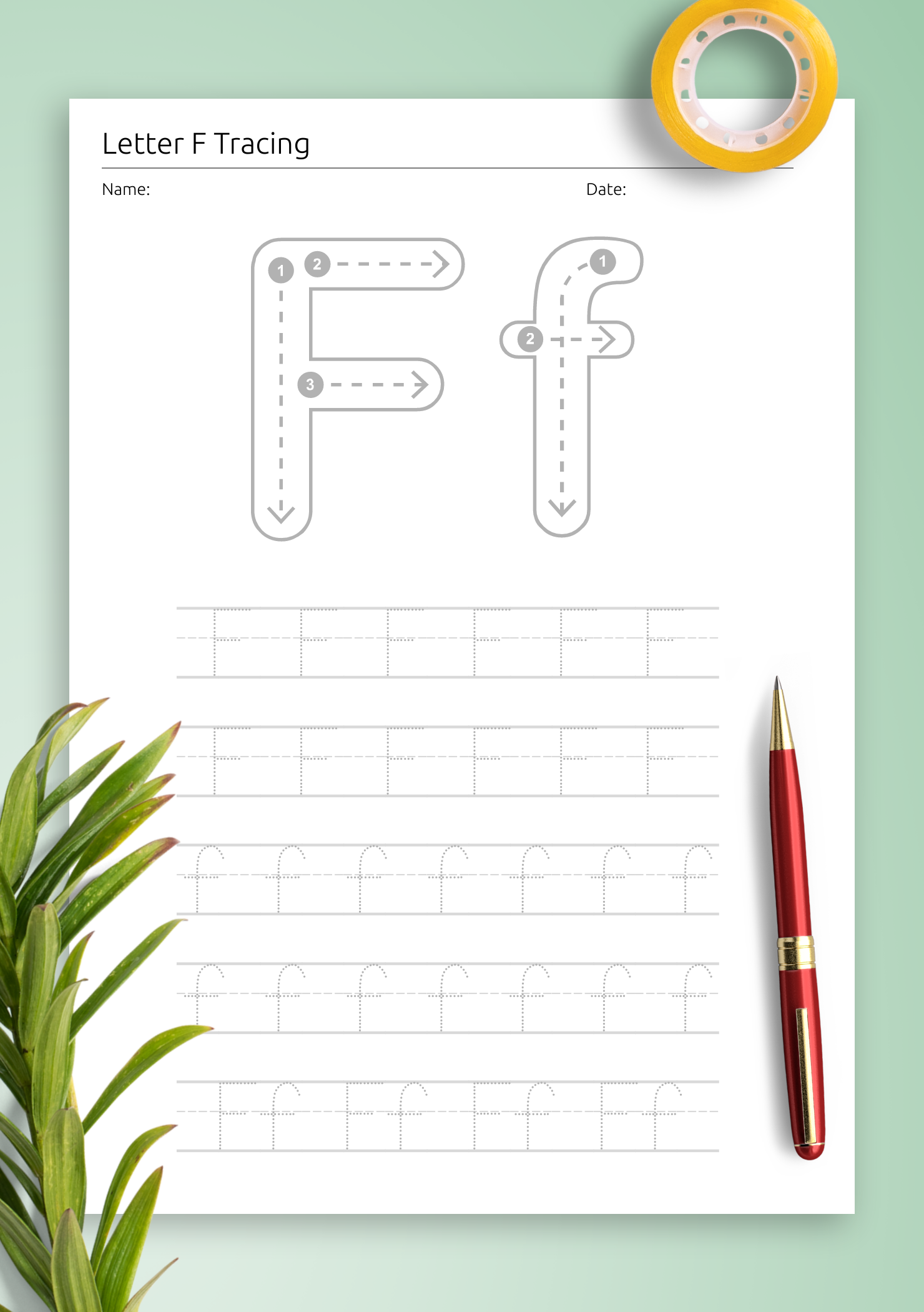 Letter F Template Printable