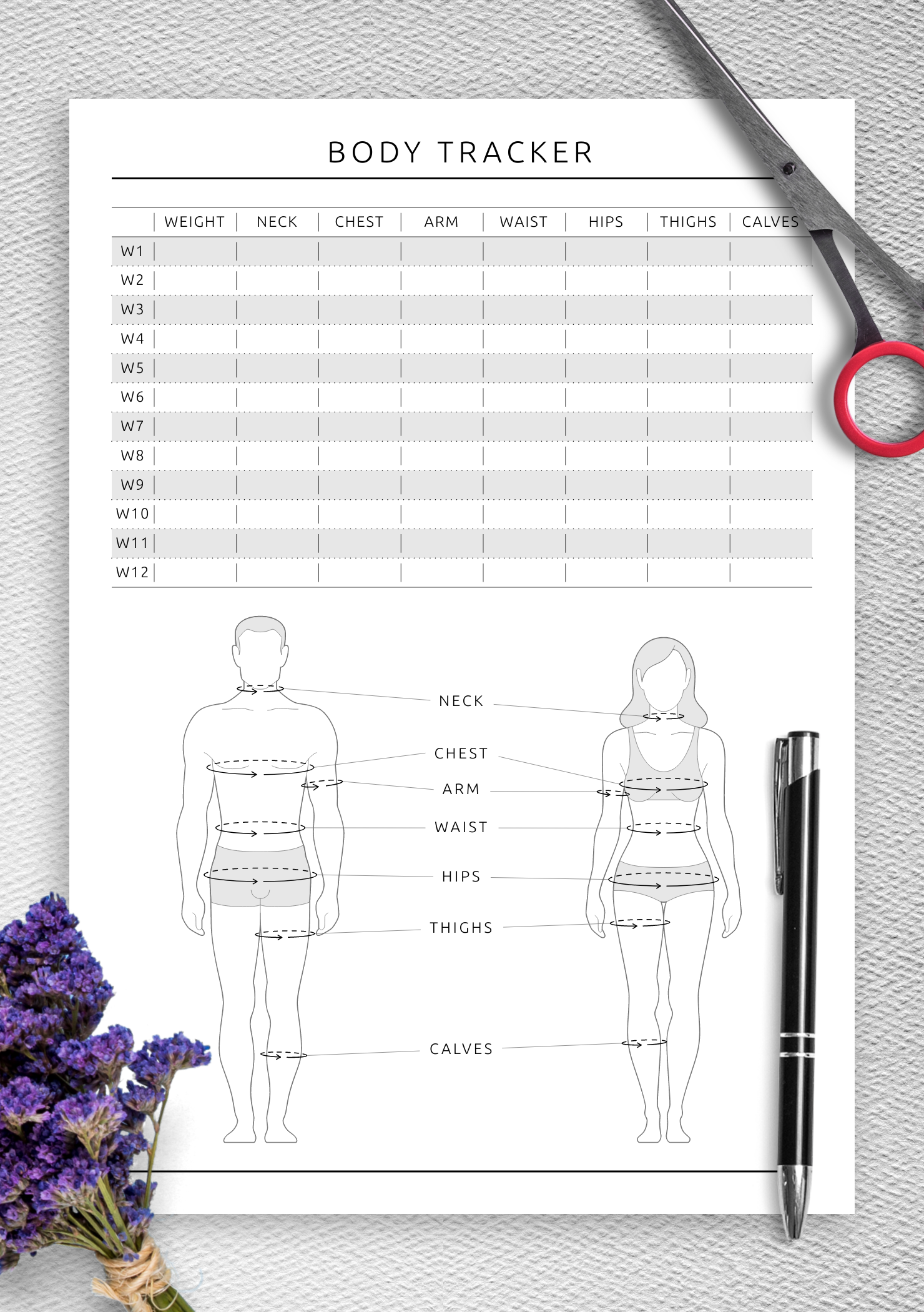 Download Printable Body Tracker Template PDF