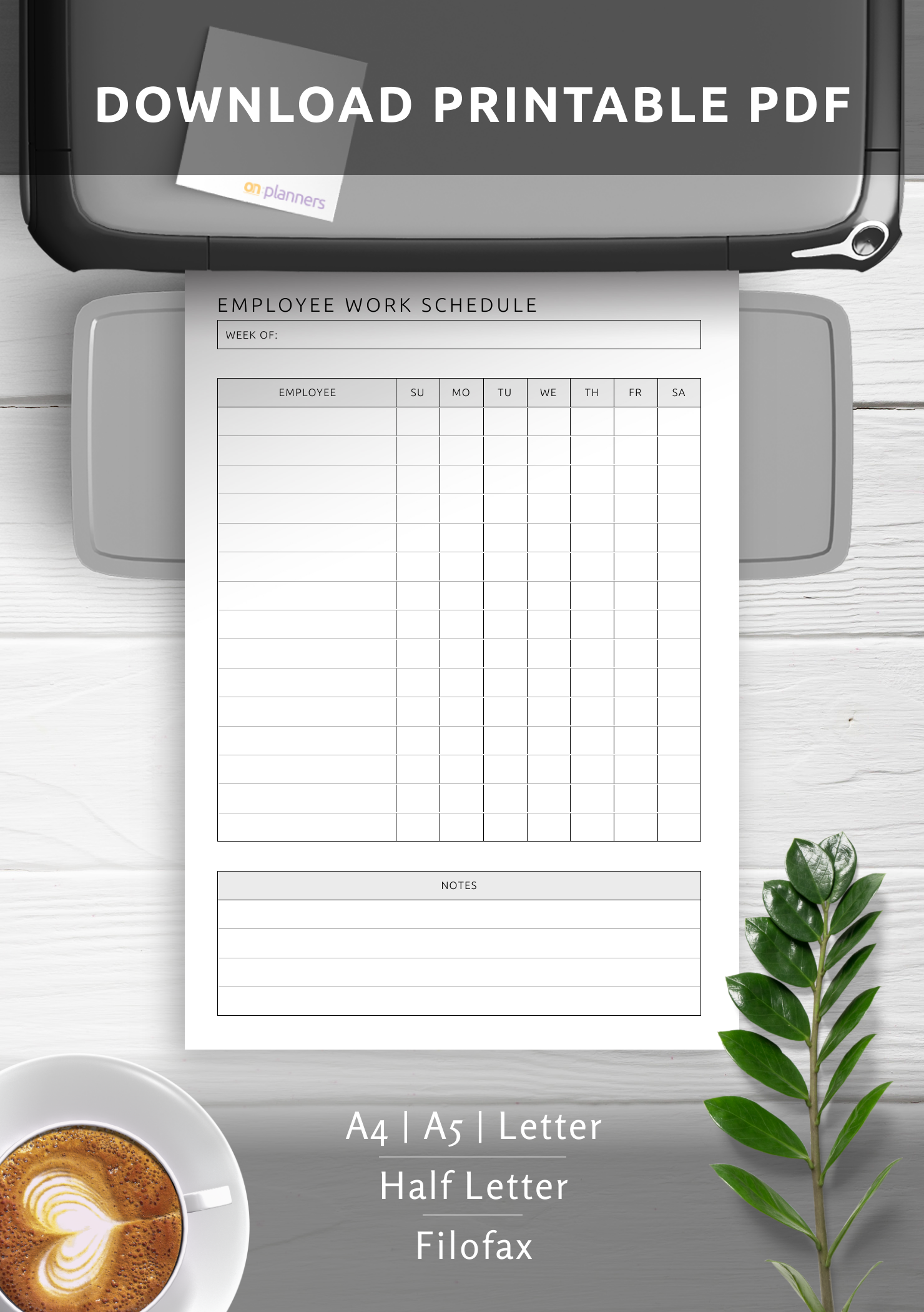 Download Printable Employee Work Schedule Template PDF
