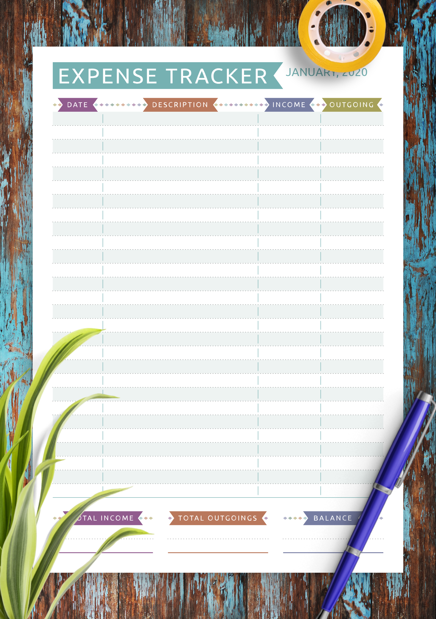 Download Printable Expense Tracker Casual Style PDF