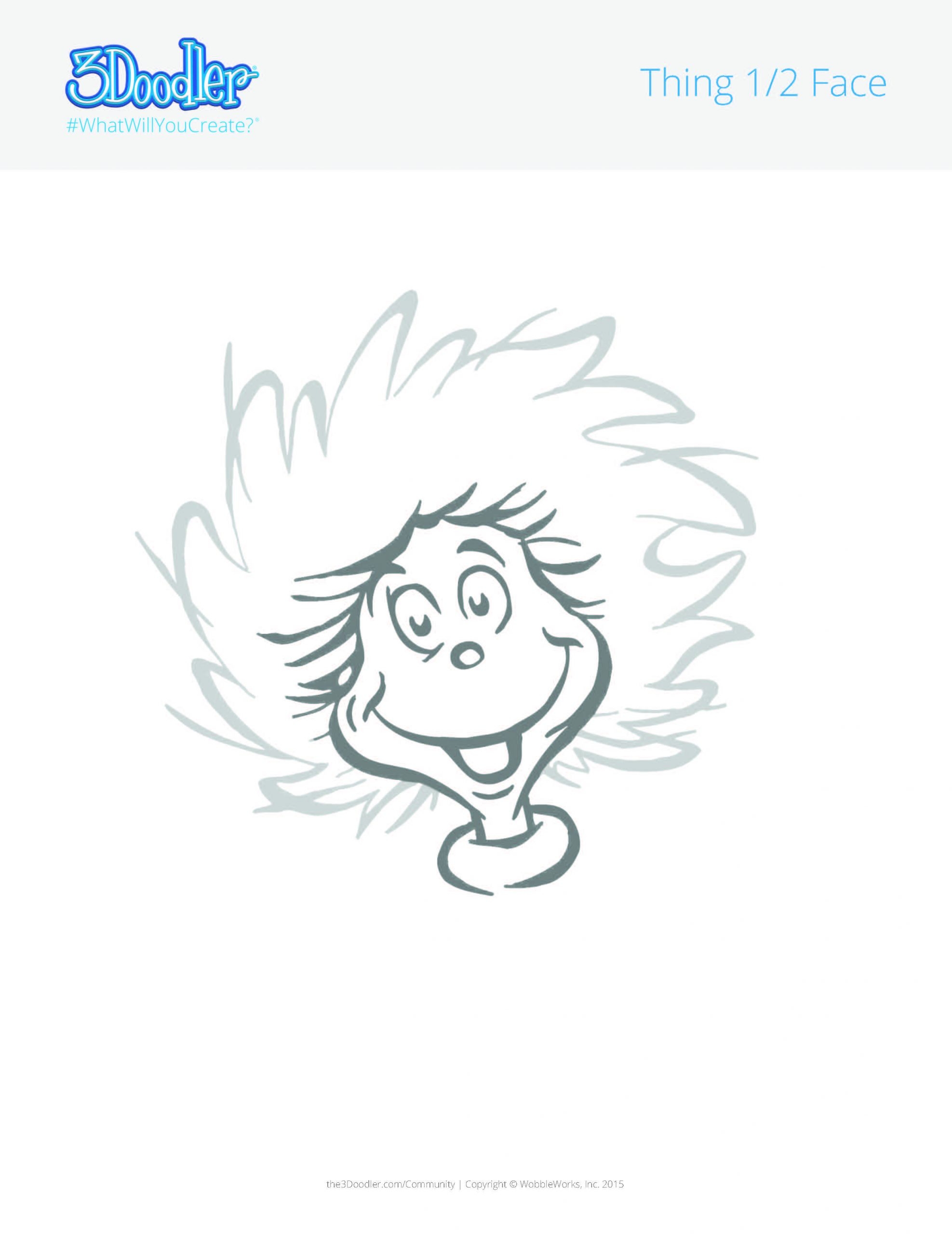 Dr Seuss Thing 1 Thing 2 Hairstyles 3D Pen Stencil 3Doodler