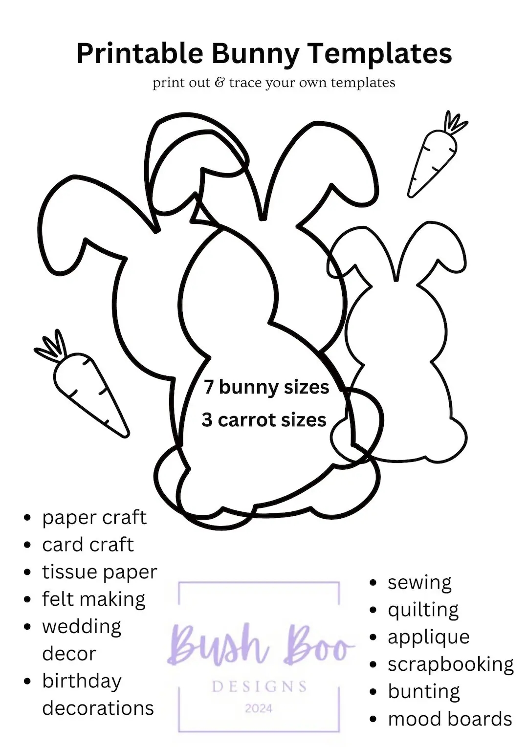 Easter Bunny Templates To Print Out 4 Page Bunny Template Paper Craft Project INSTANT PDF Download Easter Craft Project Kids Craft Activity Etsy