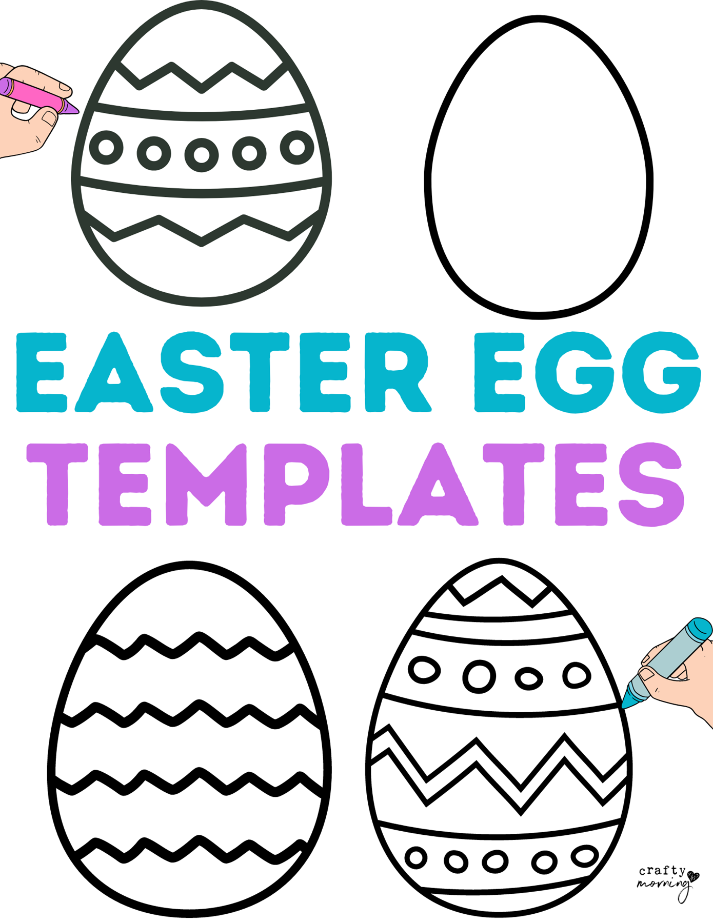 Colored Template Printable Easter Eggs
