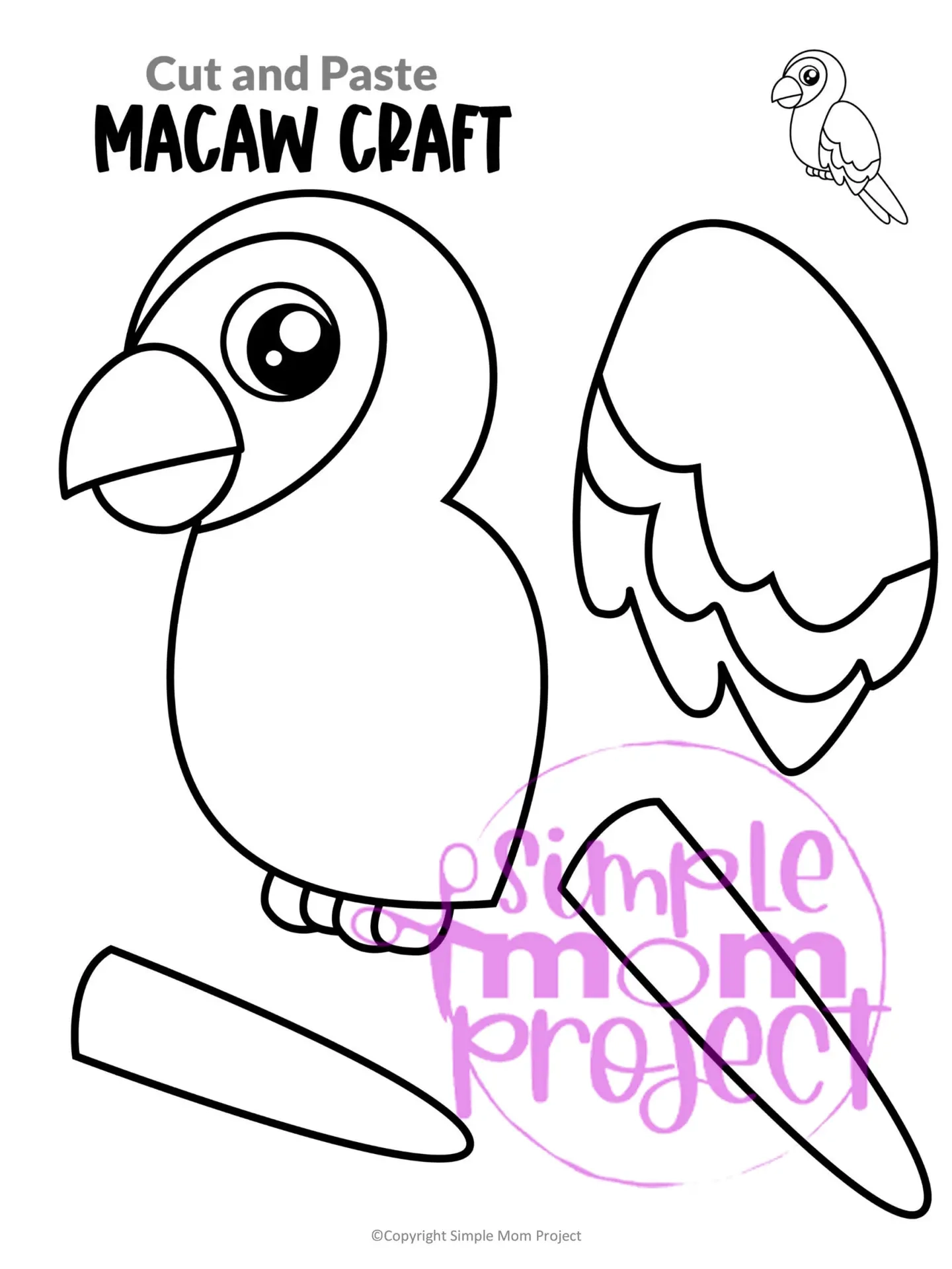 Easy Printable Crafty Parrot Cut And Paste Fun Simple Mom Project Store