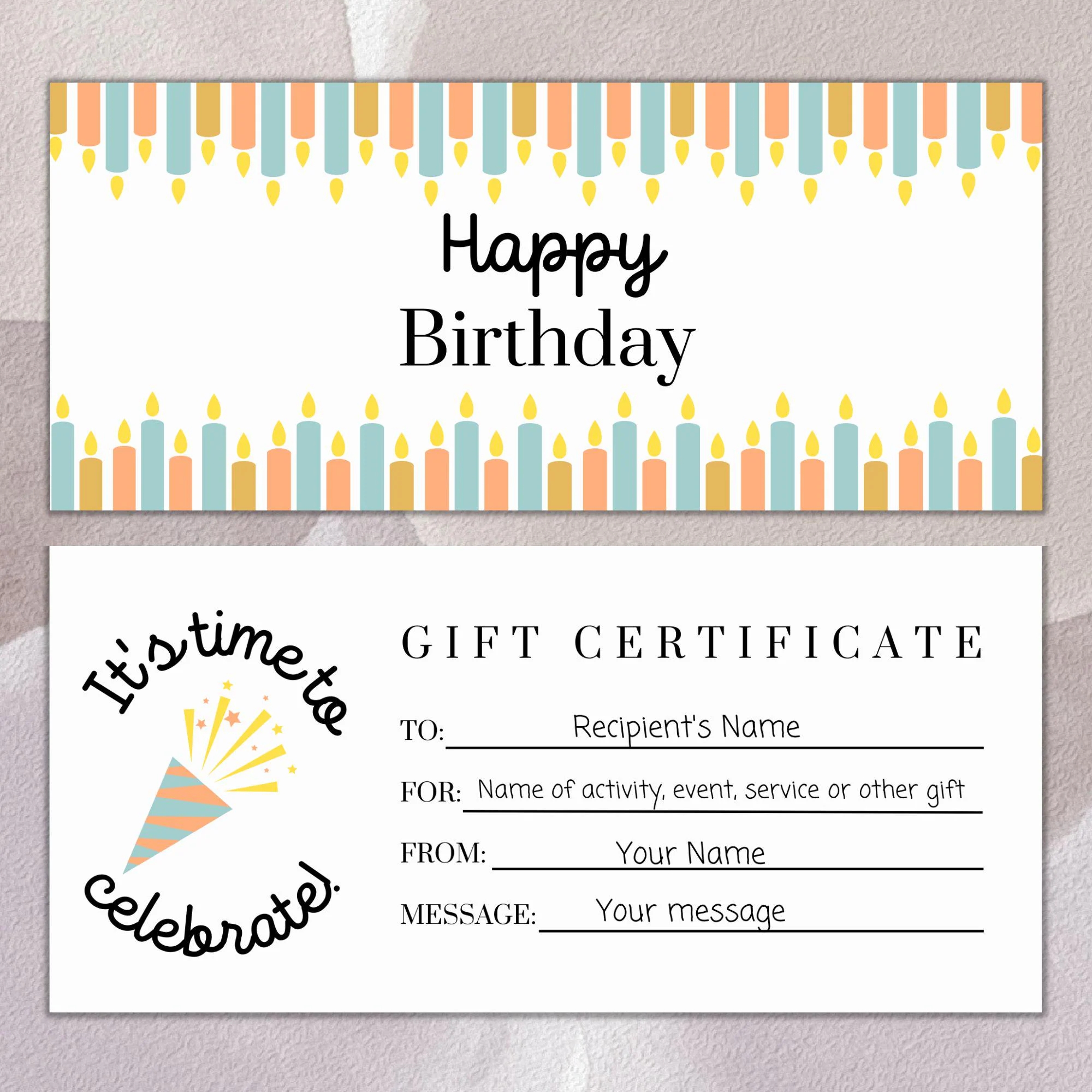 Editable Birthday Coupon Template Printable happy Birthday Gift Certificate Customizable Voucher For Birthday Personalized Gift Coupon Etsy