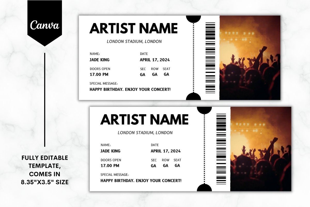 Editable Concert Ticket Canva Template 1