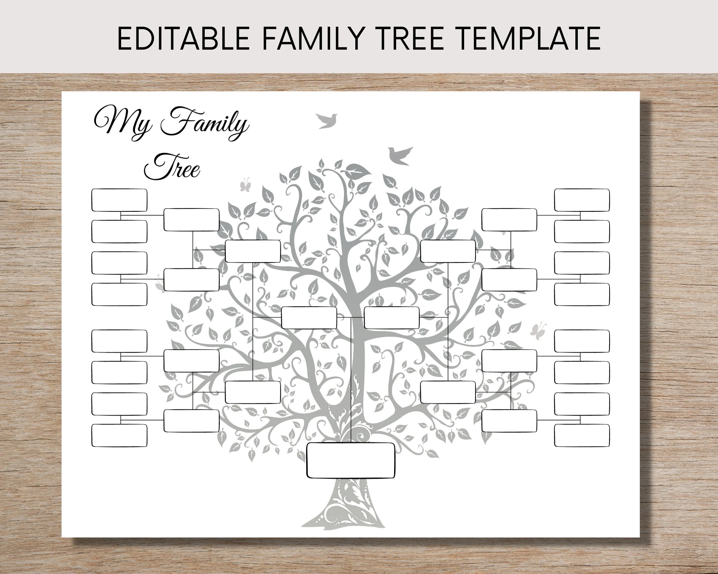 Editable Family Tree Template For Five Generations Etsy UK