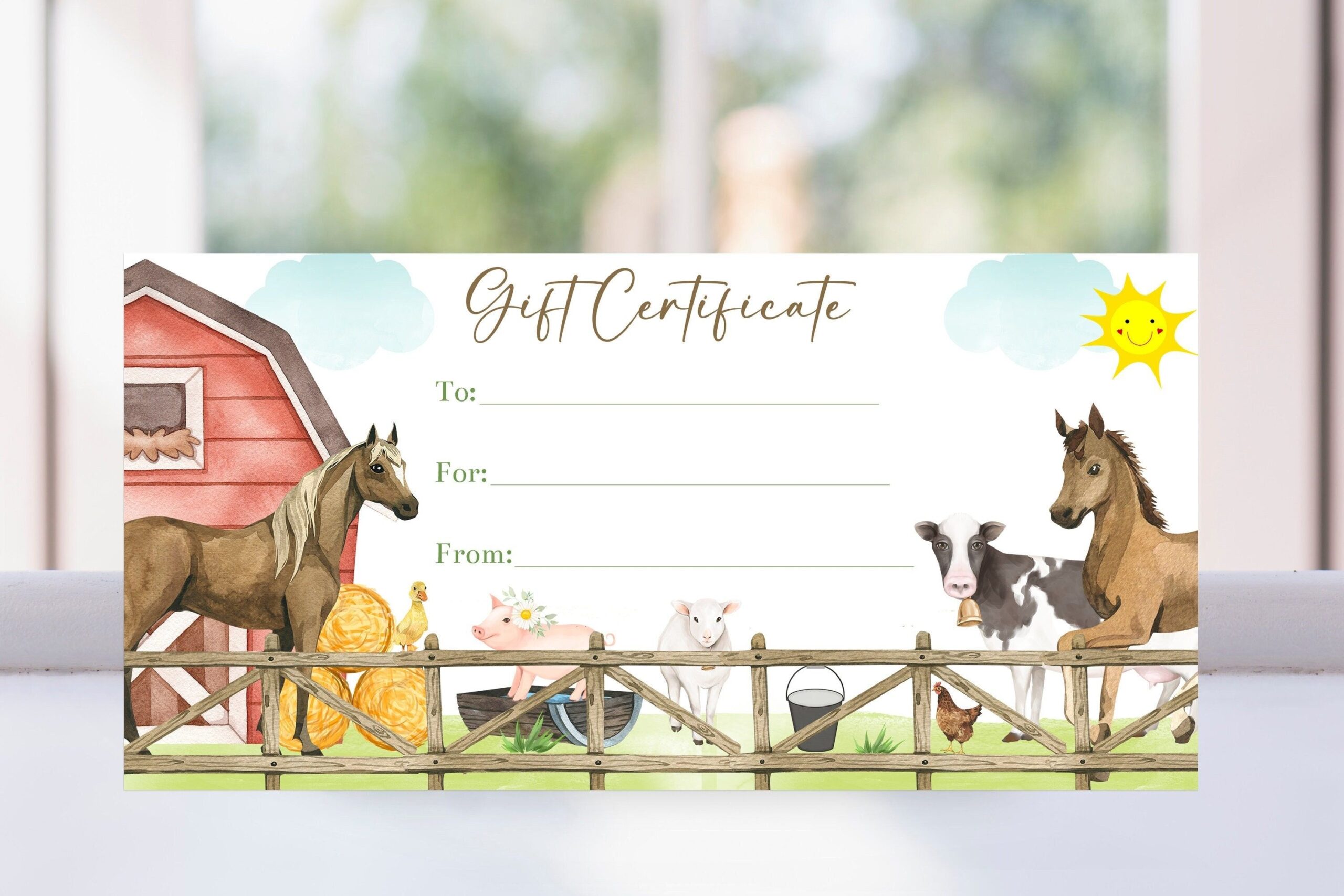 Editable Farm Horseback Riding Gift Certificate Voucher Template Worksheets Library