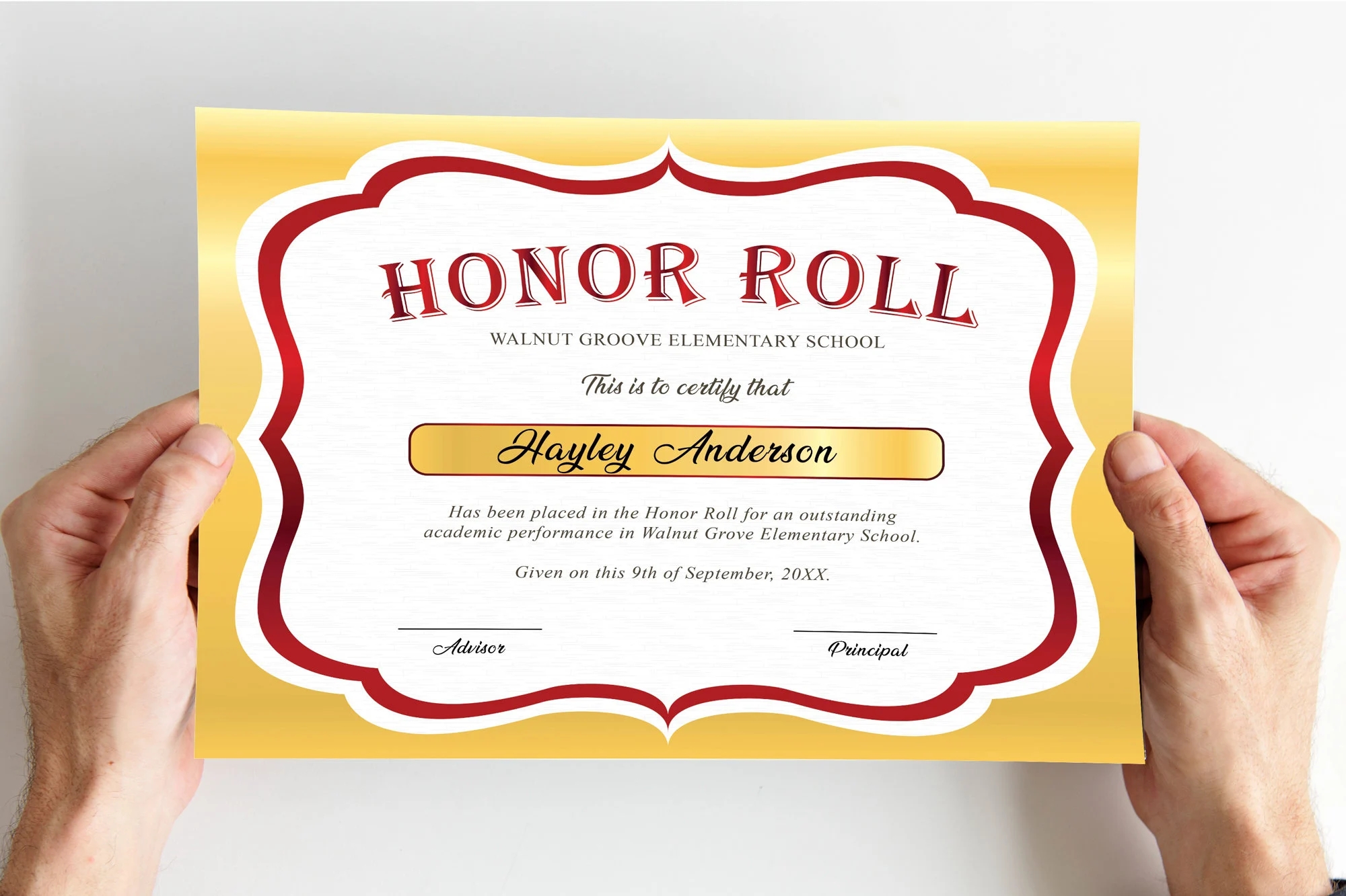Editable Honor Roll Award Certificate Beige Red School Certificate Template Printable School Awards Instant Download Etsy