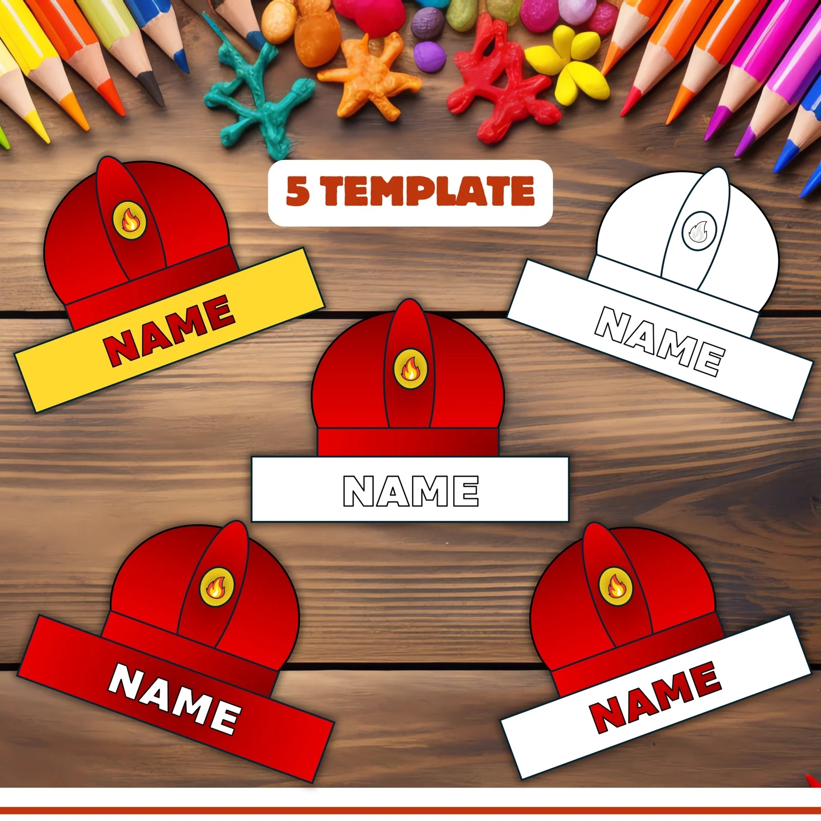 Editable Name Firefighter Crown Hat Template Fire Safety Week Craft Activities The Student s Palace