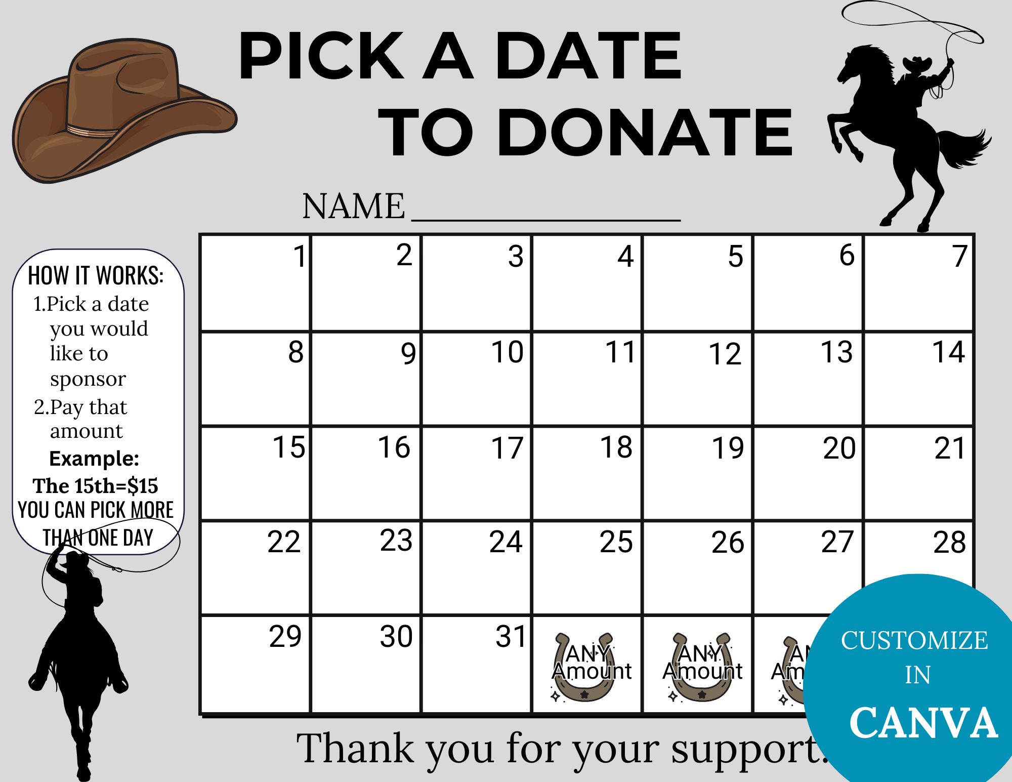 Printable Calendar Fundraiser Template