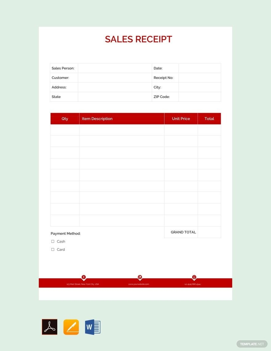 Printable Sales Receipt Template