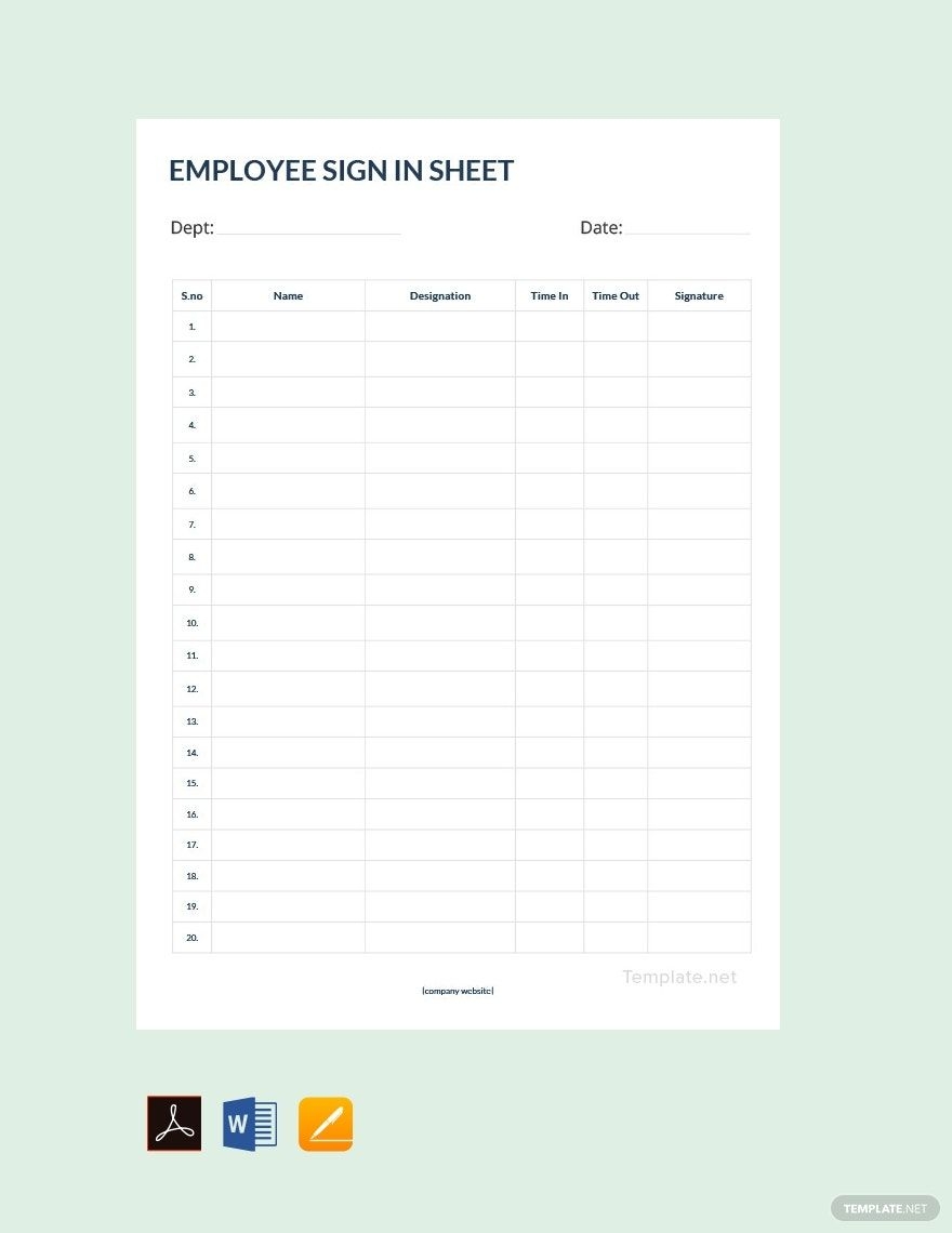 Editable Sign In Sign Out Templates In Apple Pages To Download