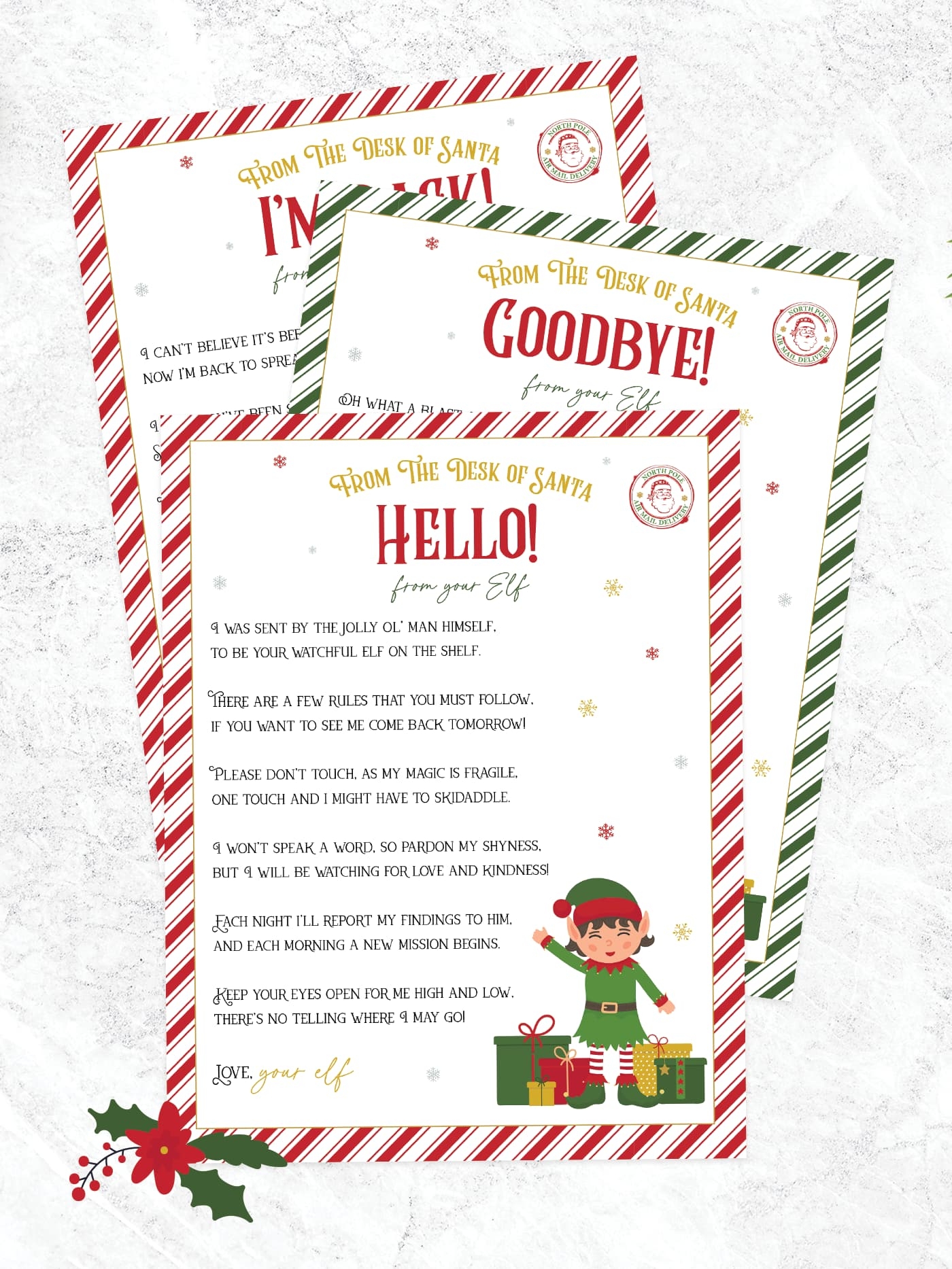 Elf On The Shelf Arrival And Goodbye Letters FREE Printable Set Favorite Printables