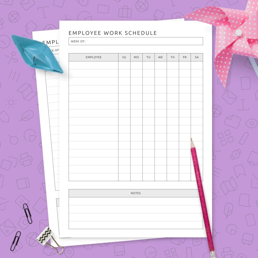 Printable Work Schedule Template Pdf