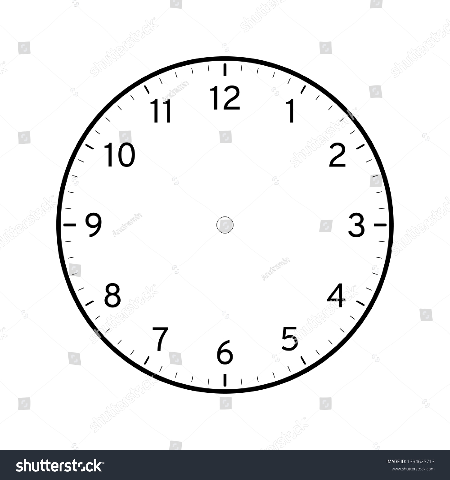 Empty Printable Clock Face Template Isolated Stock Vector Royalty Free 1394625713 Shutterstock