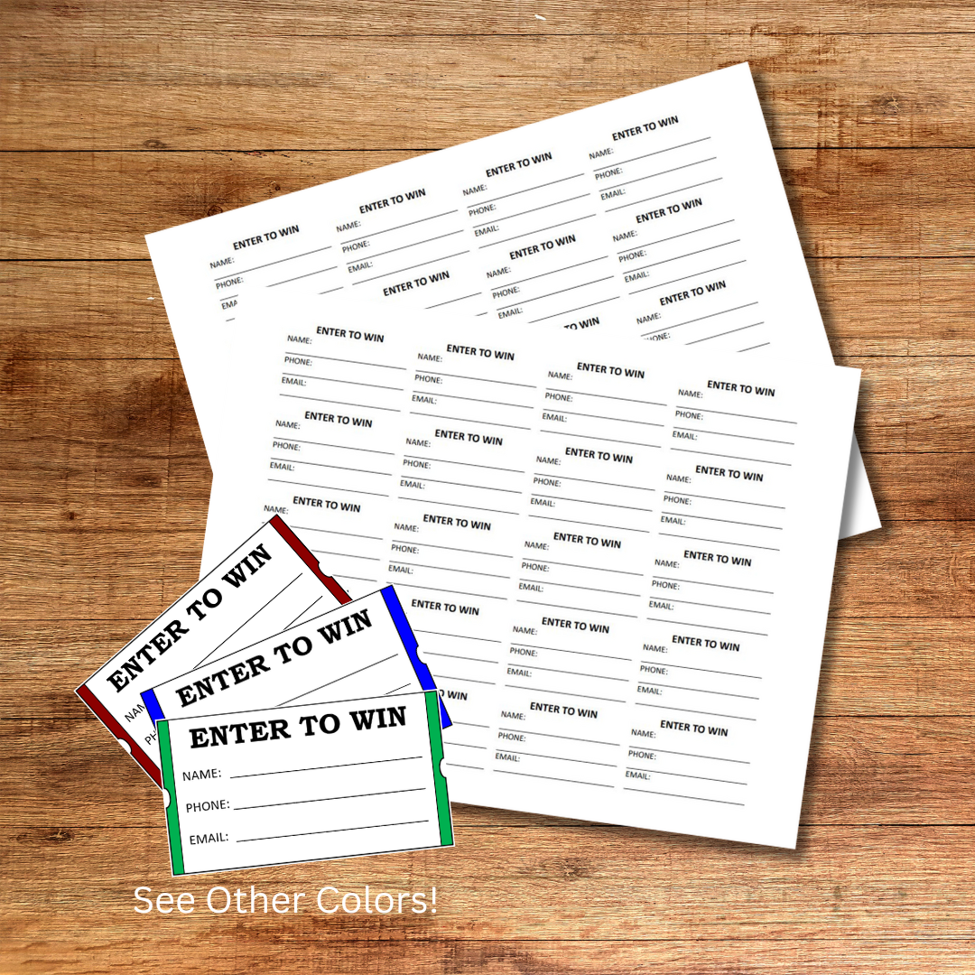 ENTER TO WIN Raffle Ticket 20 Tickets Printable Raffle Tickets Fundraiser EBay