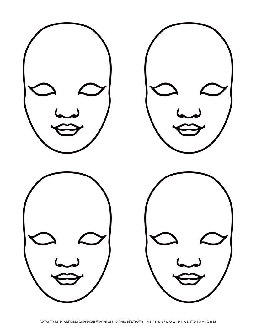 Face Mask Template Four Masks Planerium