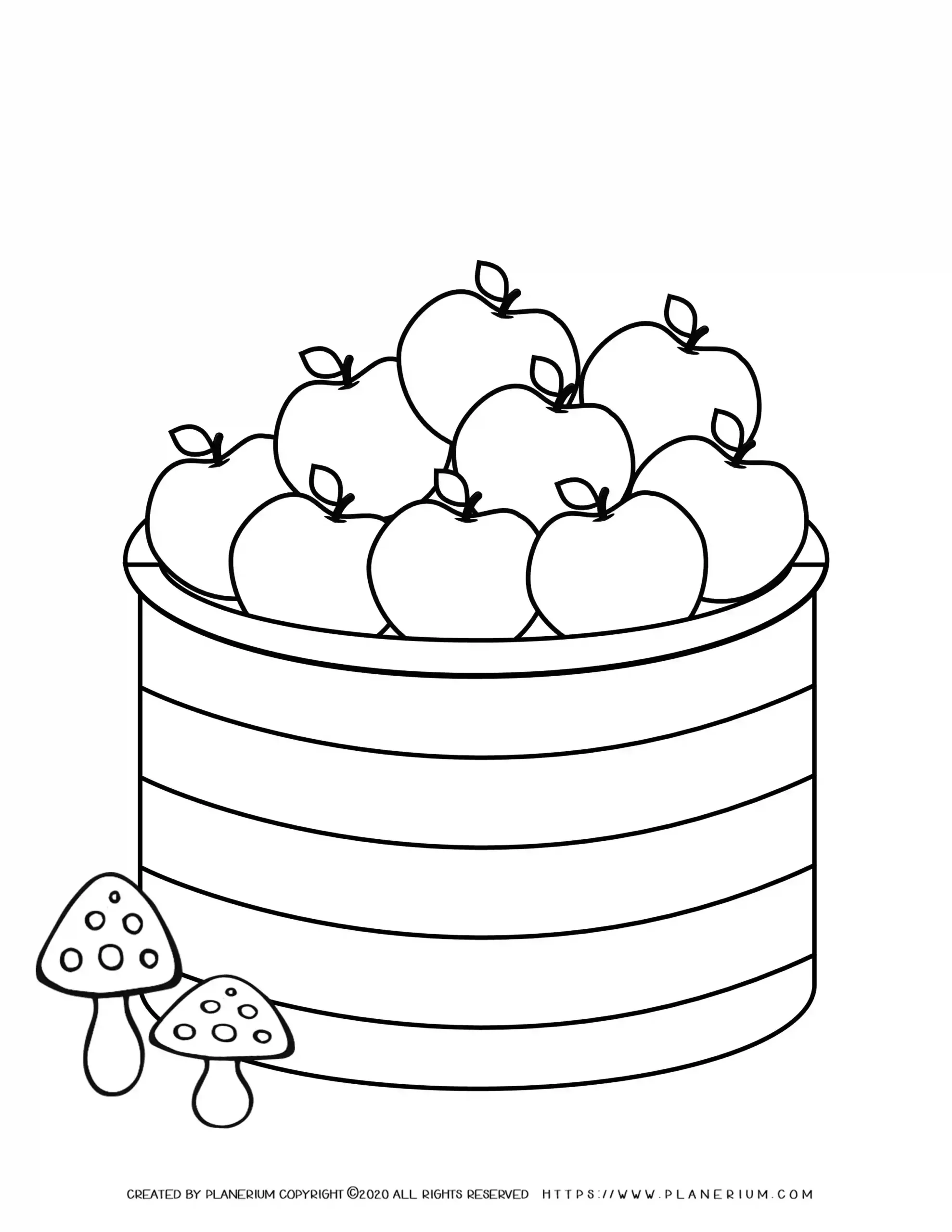 Fall Season Coloring Page Basket Of Apples Planerium
