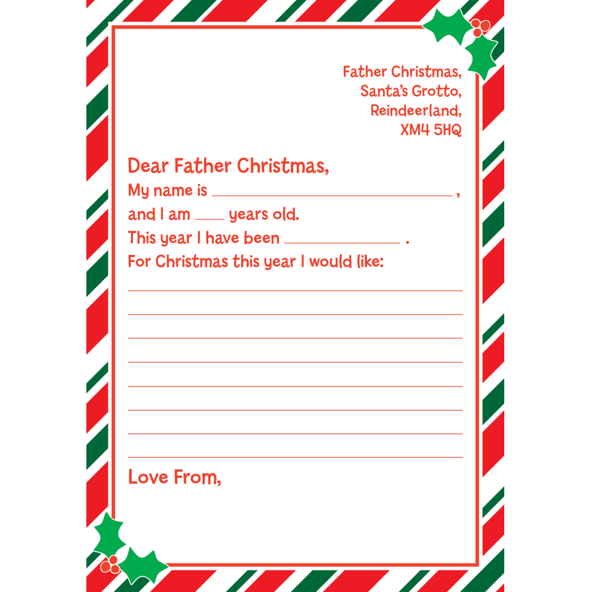 Father Christmas Letter Template Pawprint Family
