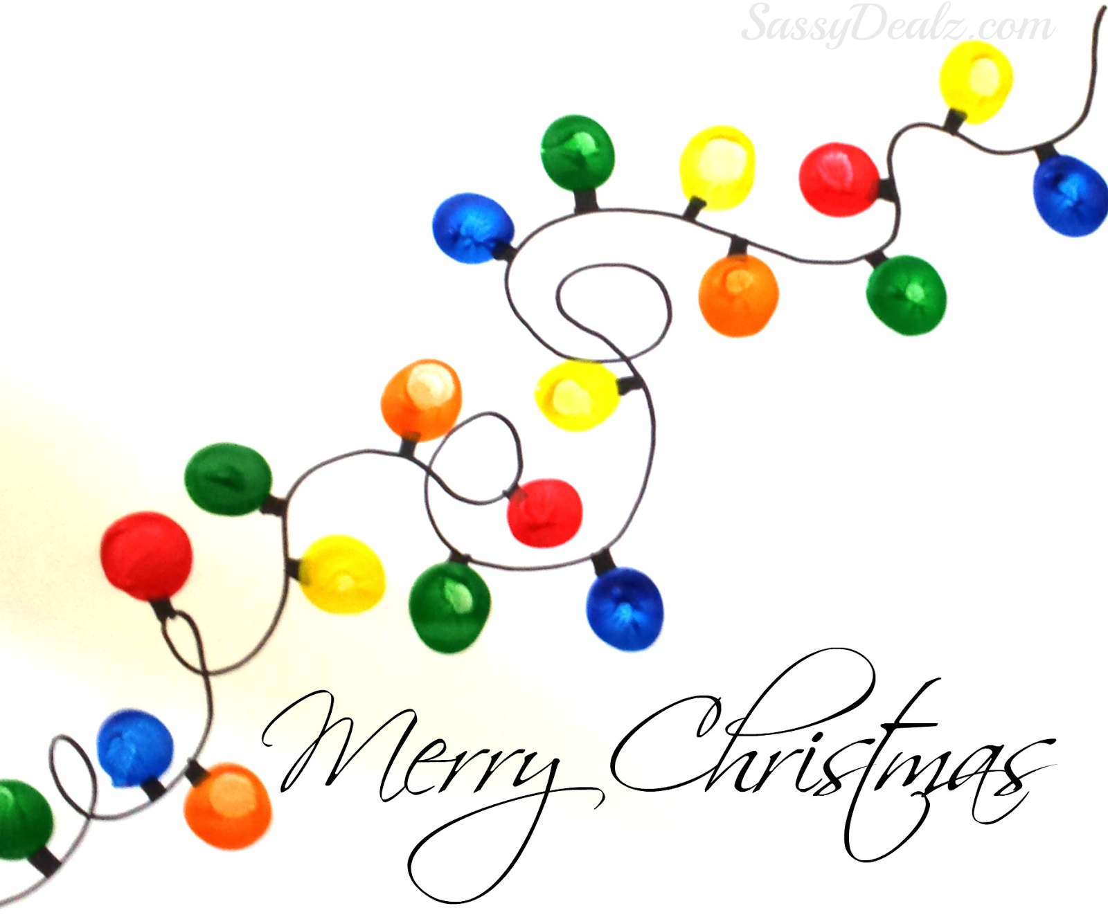 Printable Fingerprint Christmas Lights Template