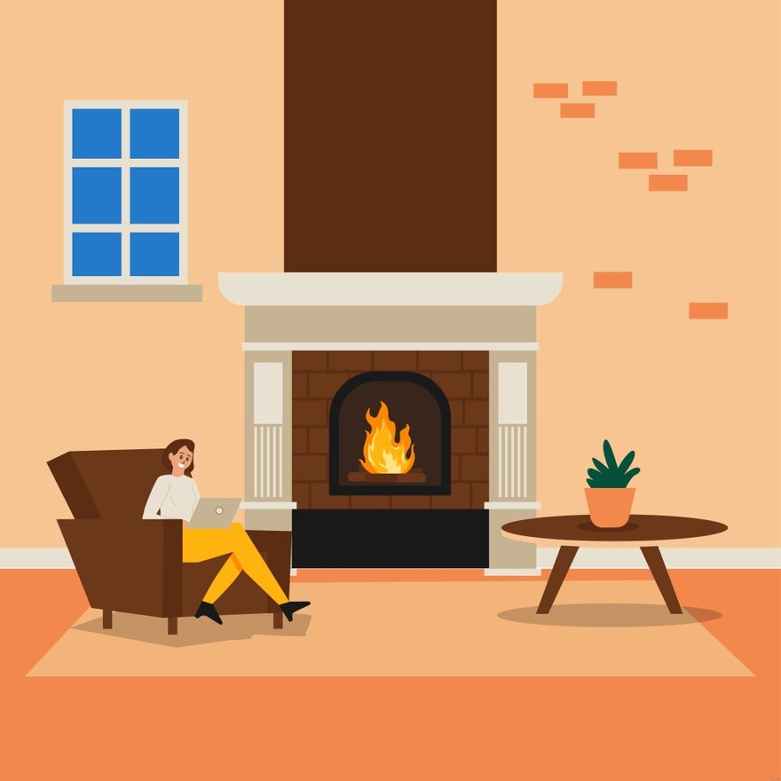 Fireplace Illustration In Illustrator SVG JPG EPS PNG Download Template