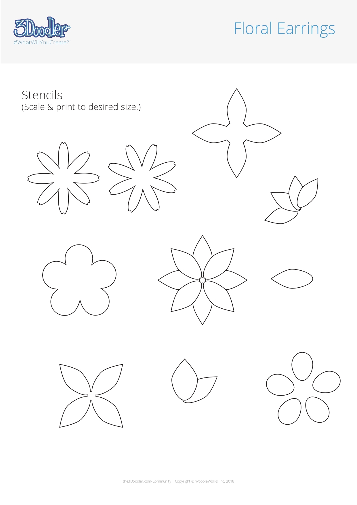 Floral Earrings Stencil 3D Pen Stencil 3Doodler