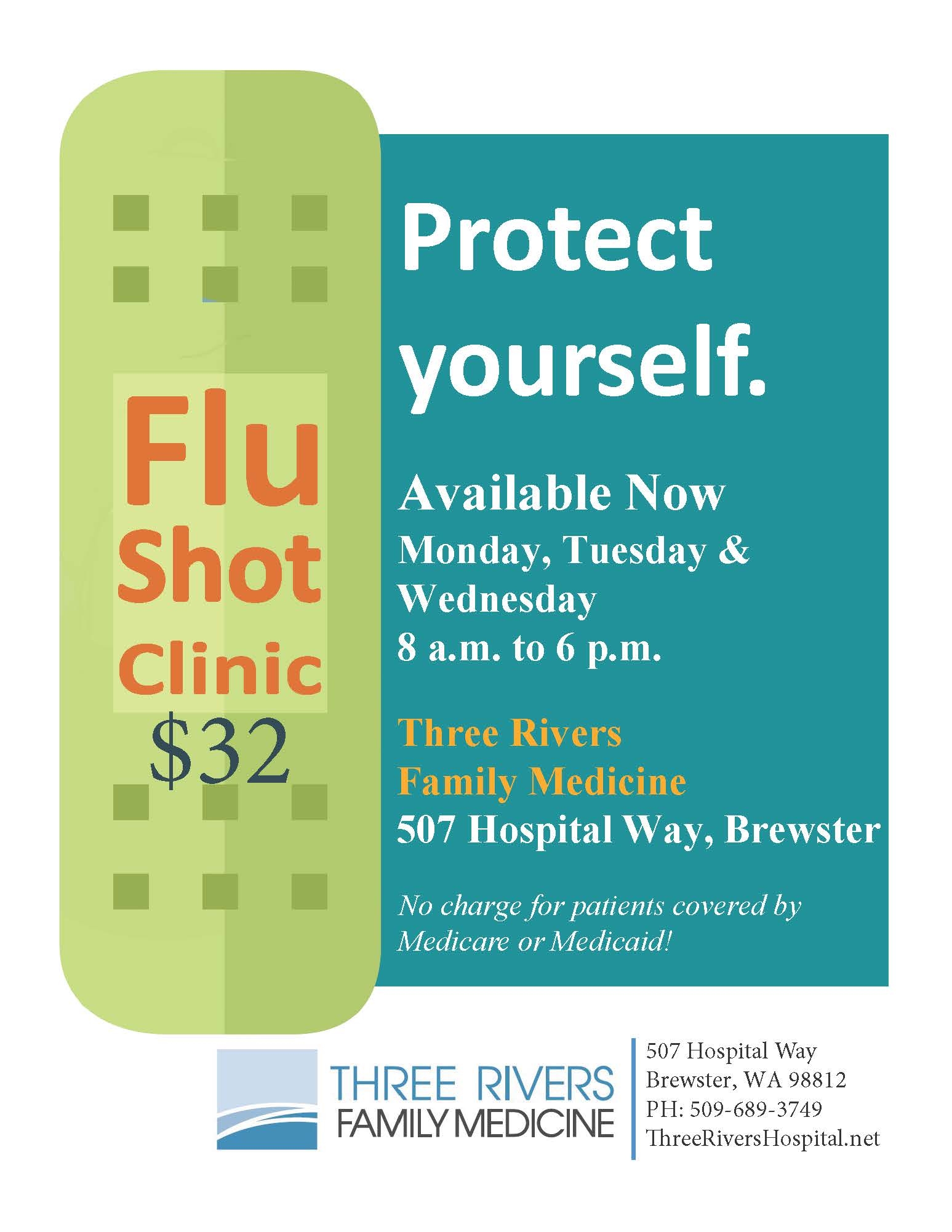 Flu shot flyer 2016 Three Rivers Hospital
