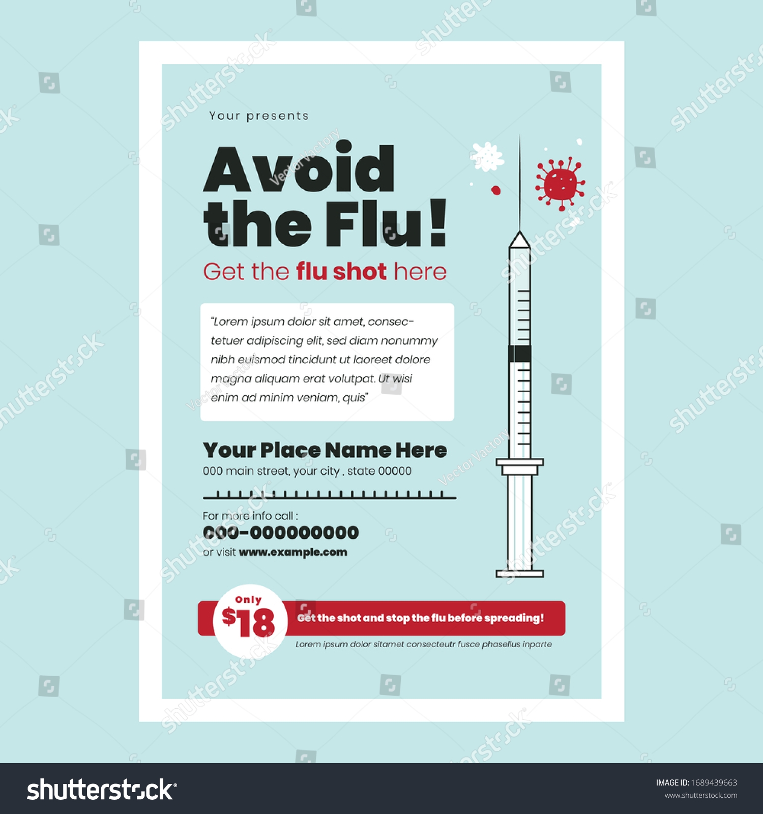 Flu Vaccine Campaign Flyer Stock Vector Royalty Free 1689439663 Shutterstock