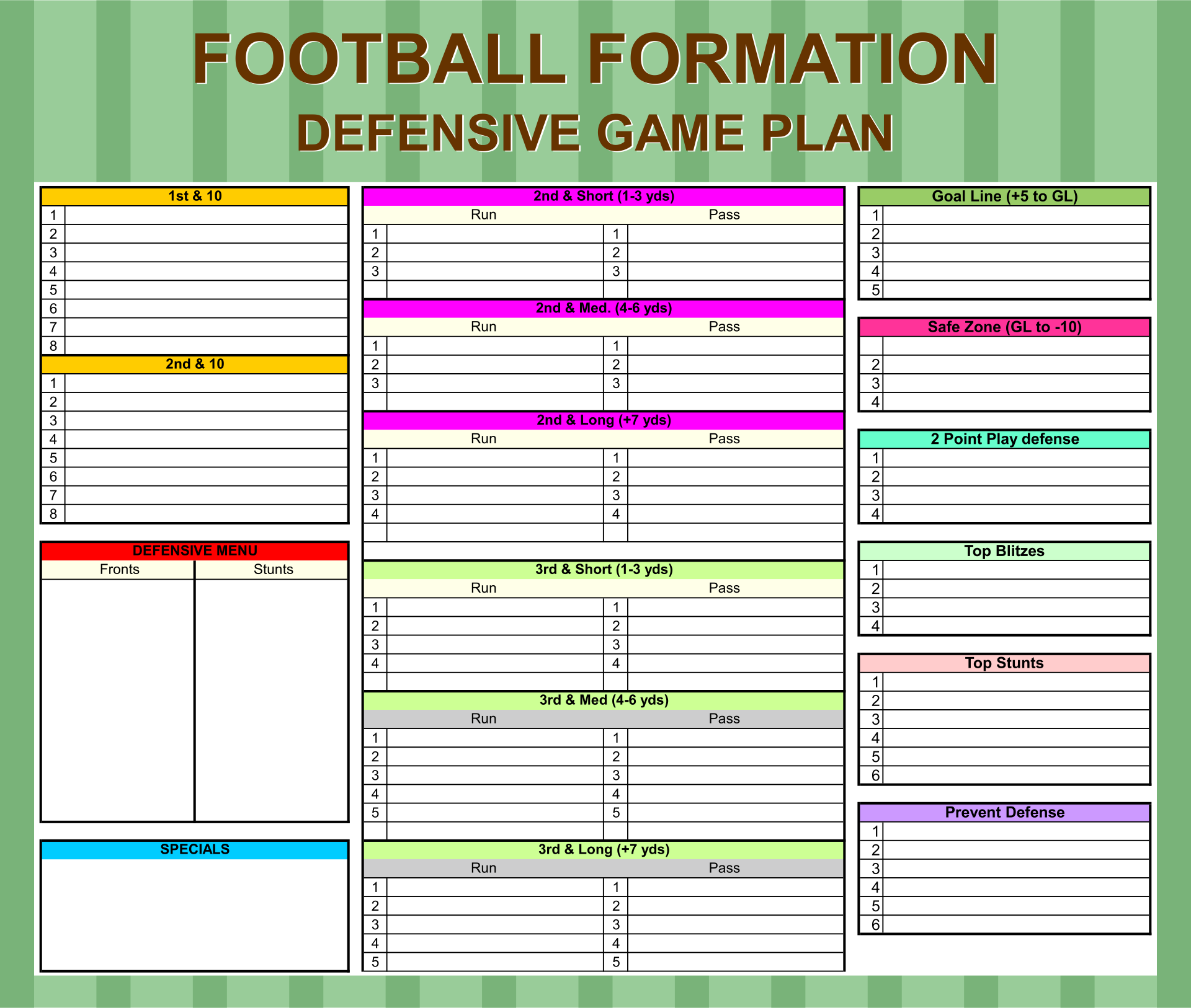 Football Play Template Printable
