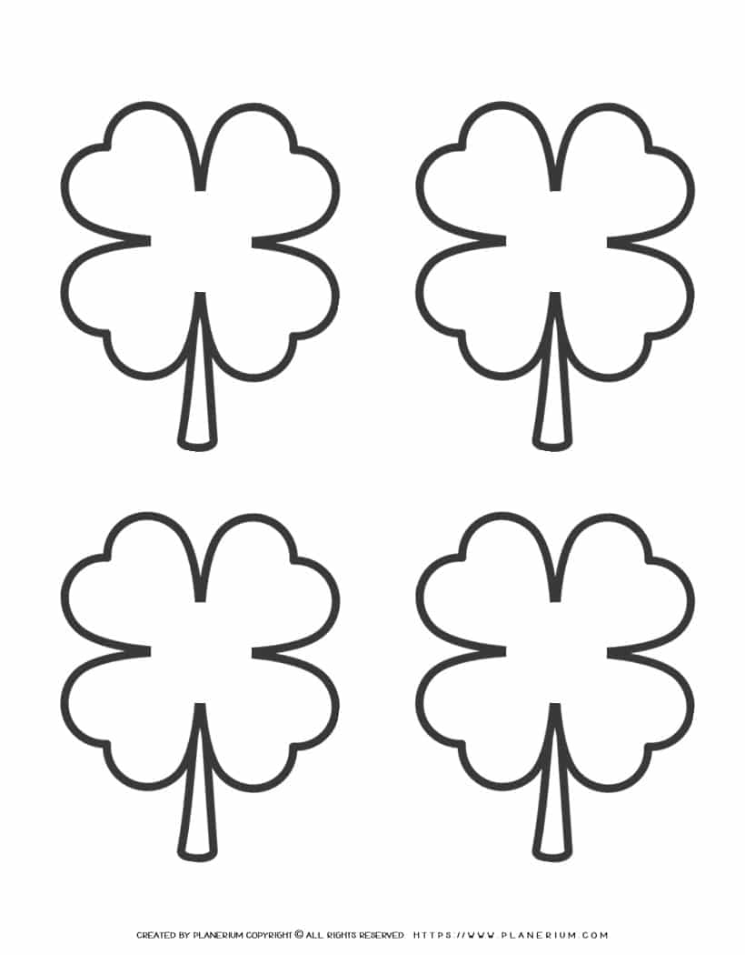 Four Shamrock Template Four Leaves Planerium