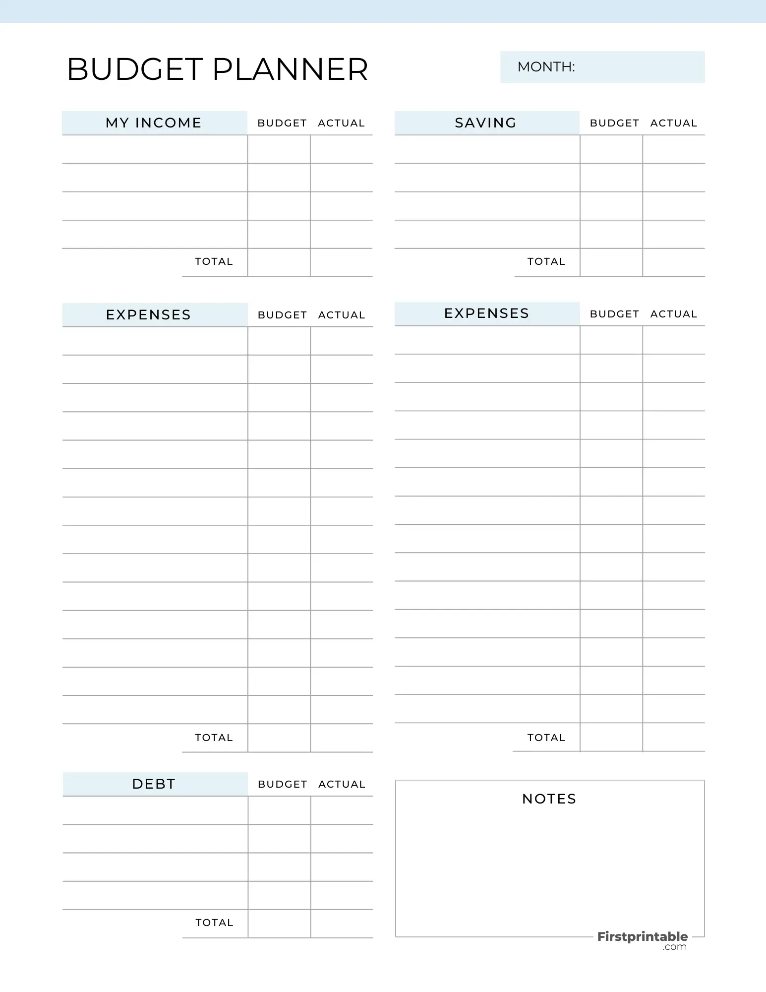 Free Budget Planner Templates Printable U0026 Fillable