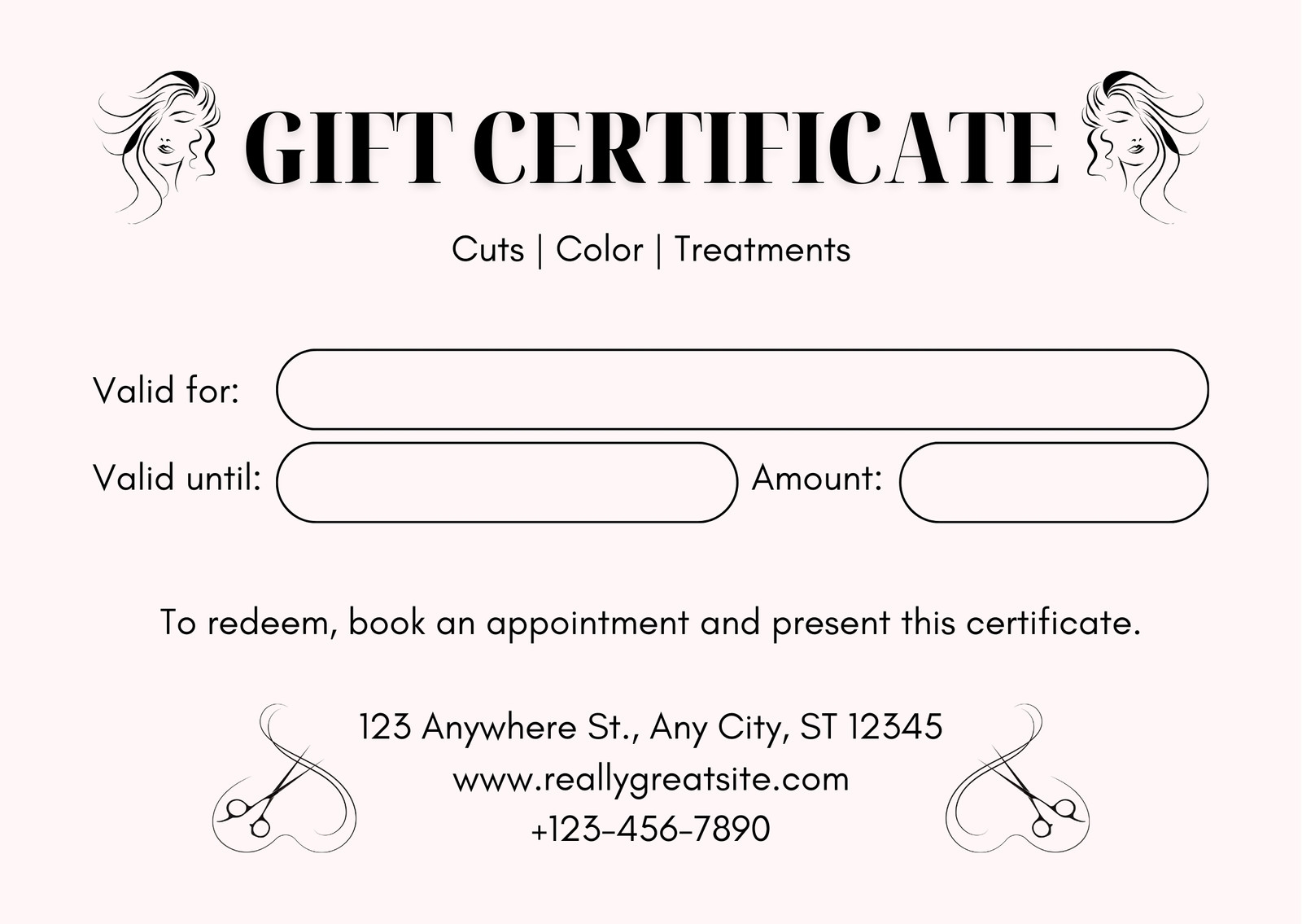 Free Custom Printable Hair Salon Gift Certificate Templates Canva