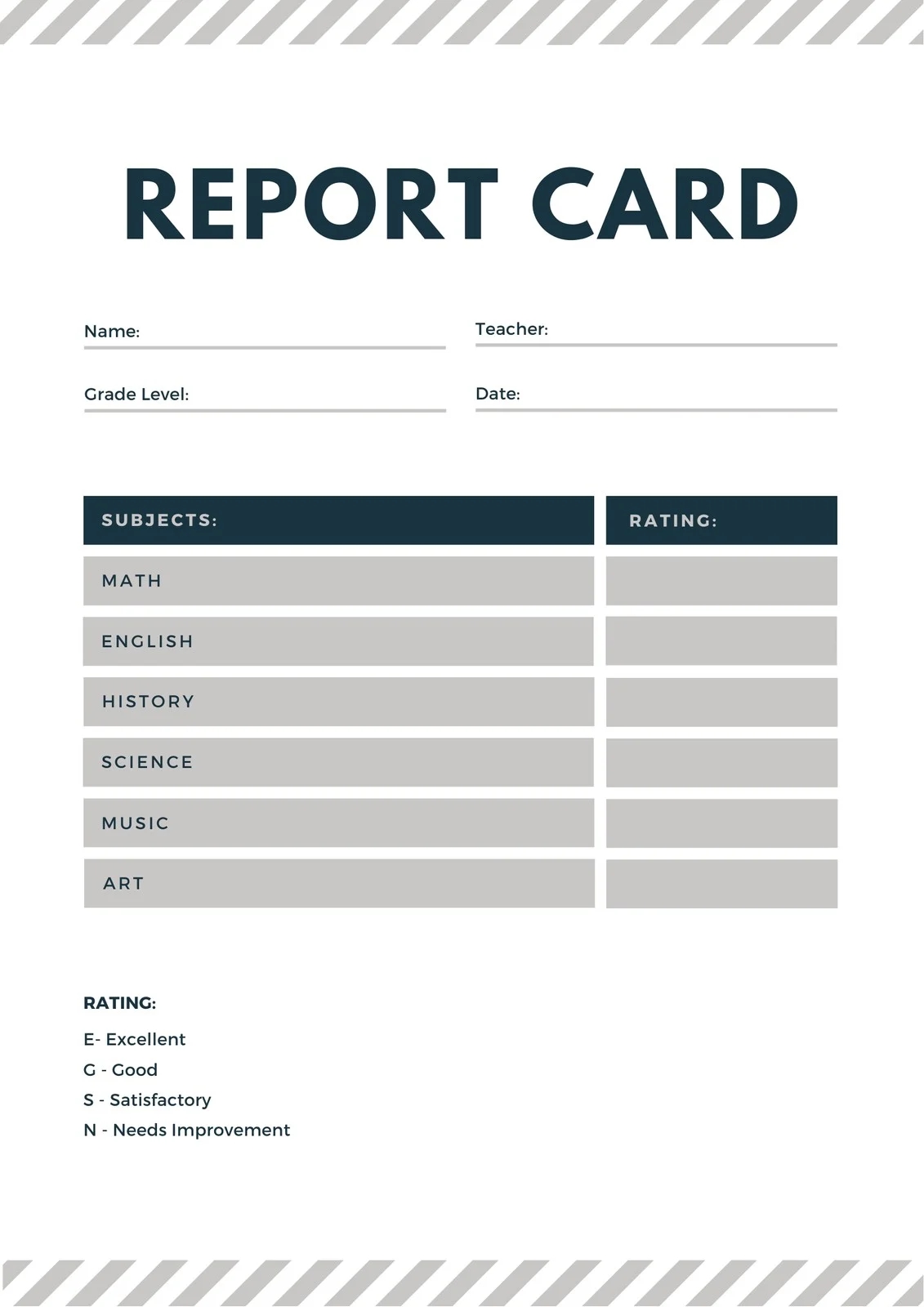 Free Custom Printable Homeschool Report Card Templates Canva