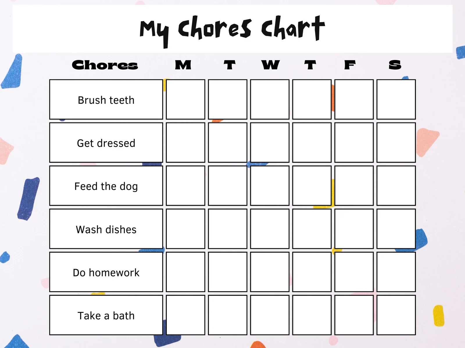 Template Pdf Free Printable Chore Charts