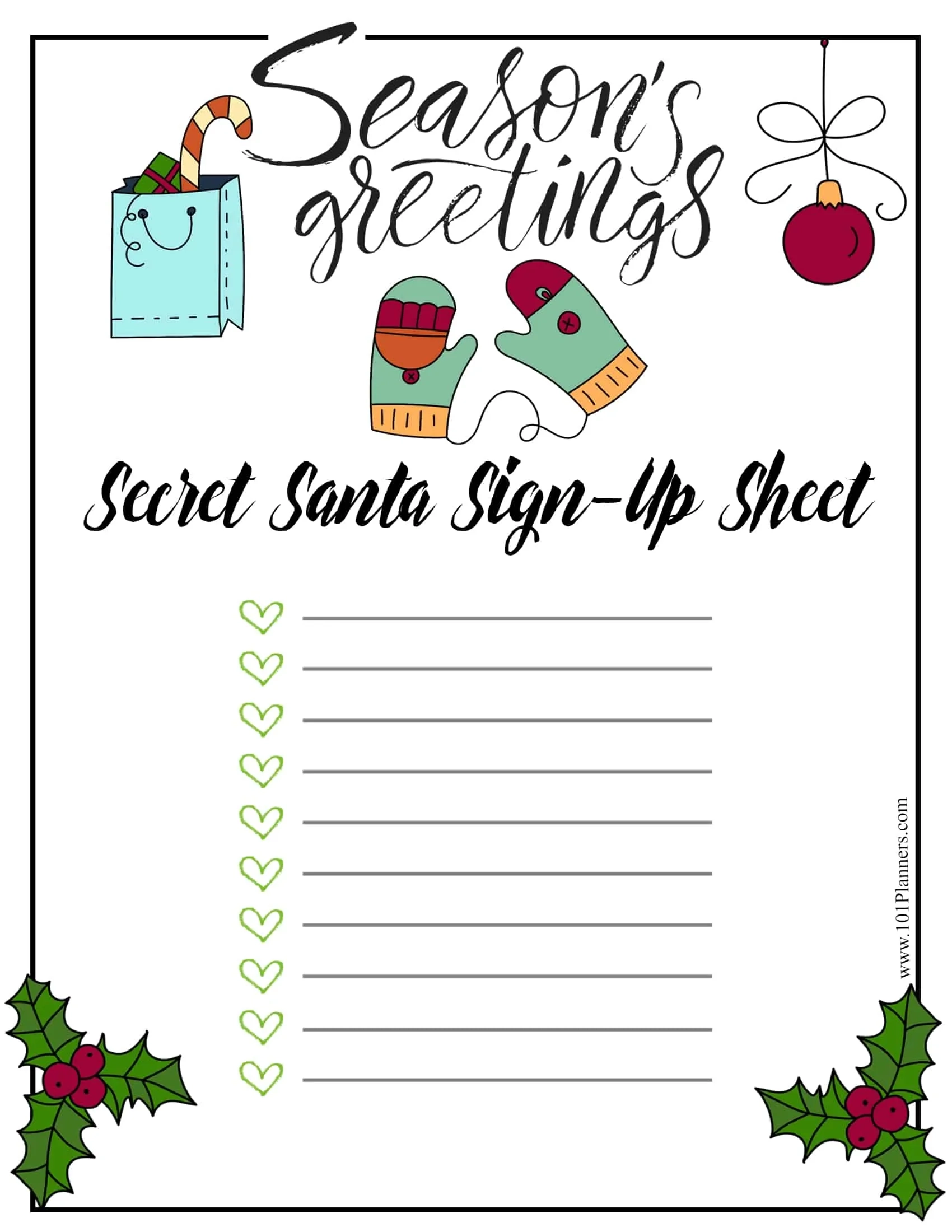 Free Editable Secret Santa Form Template