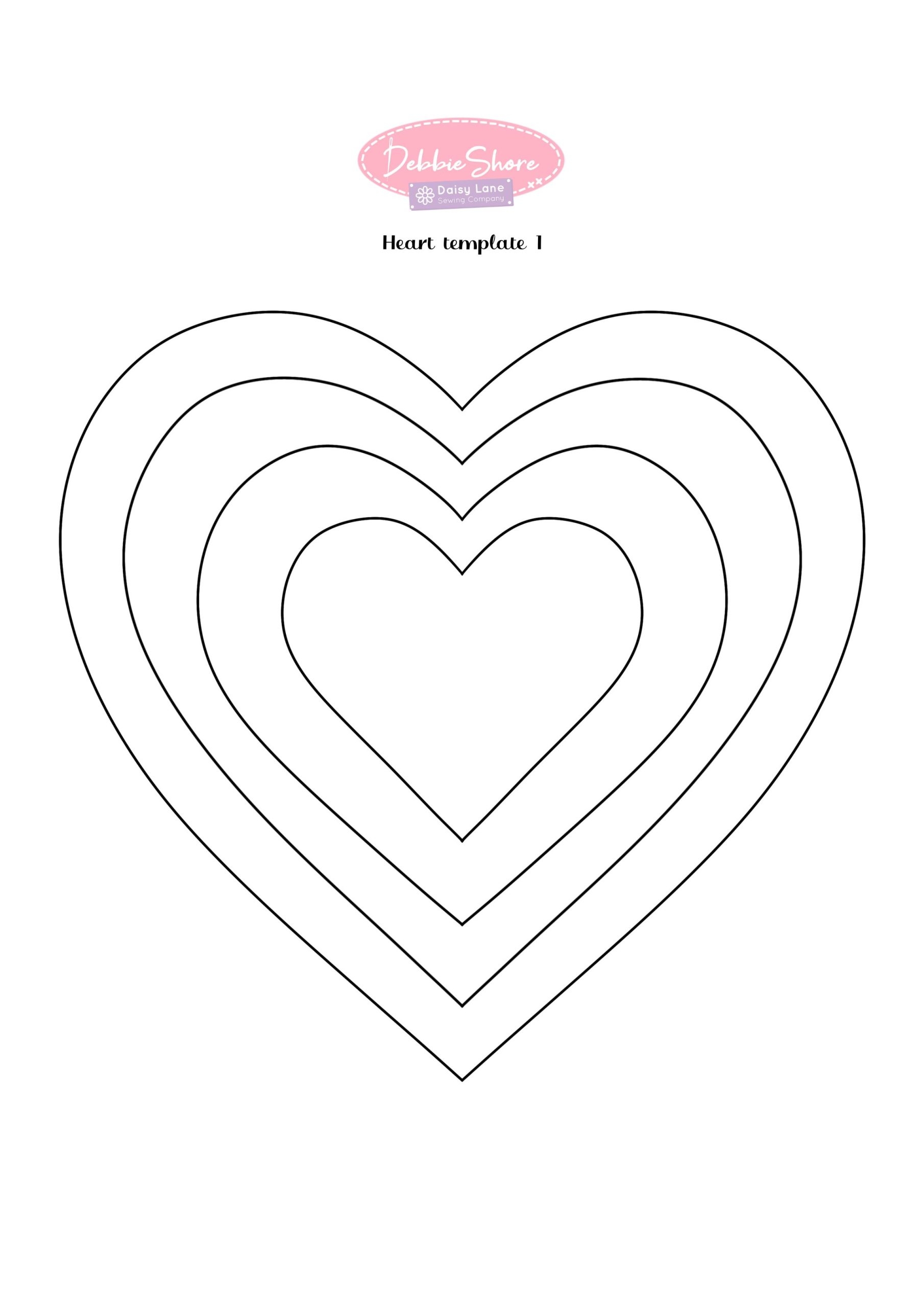 FREE Heart Shape Template Download 2 Styles Debbie Shore Sewing Worksheets Library