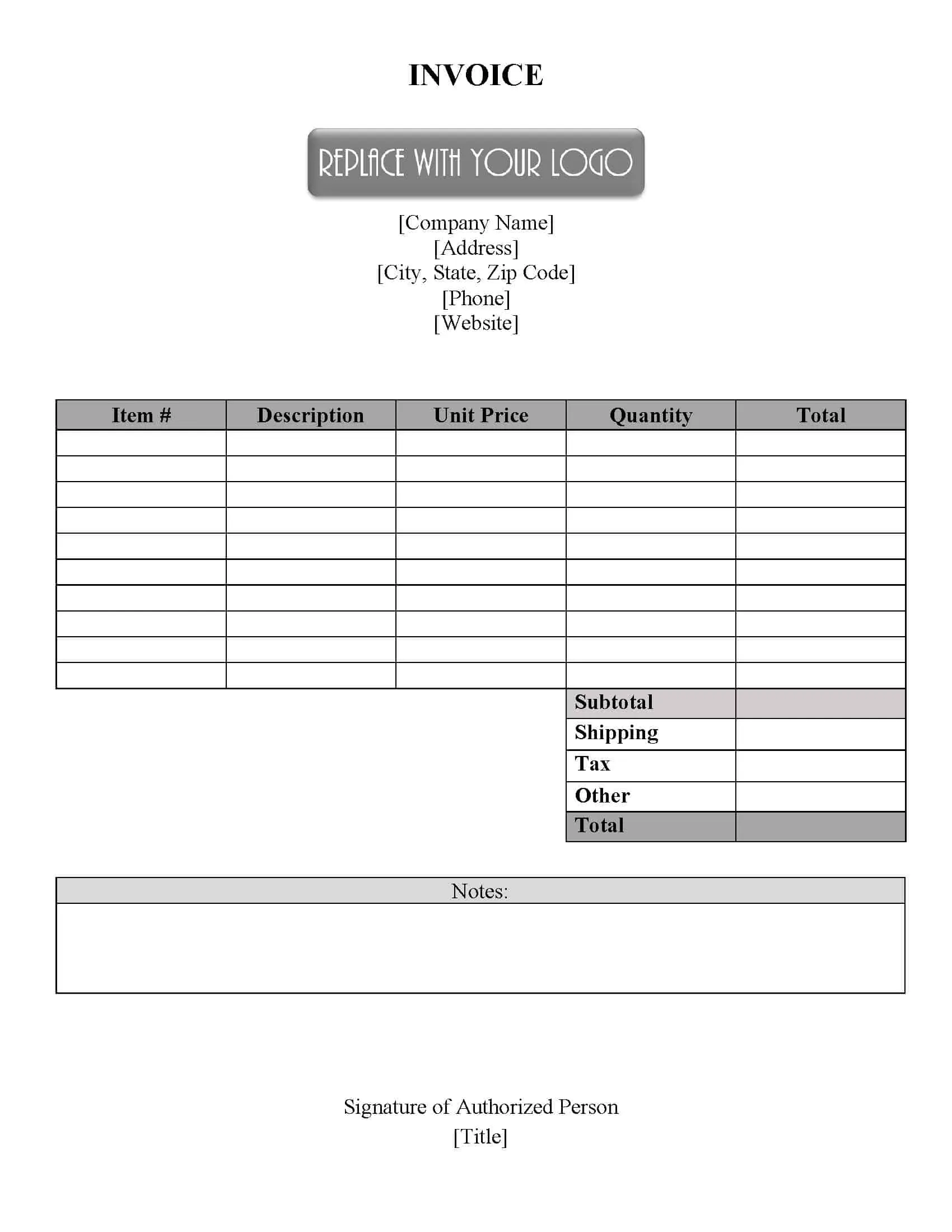 Printable Invoice Templates Word