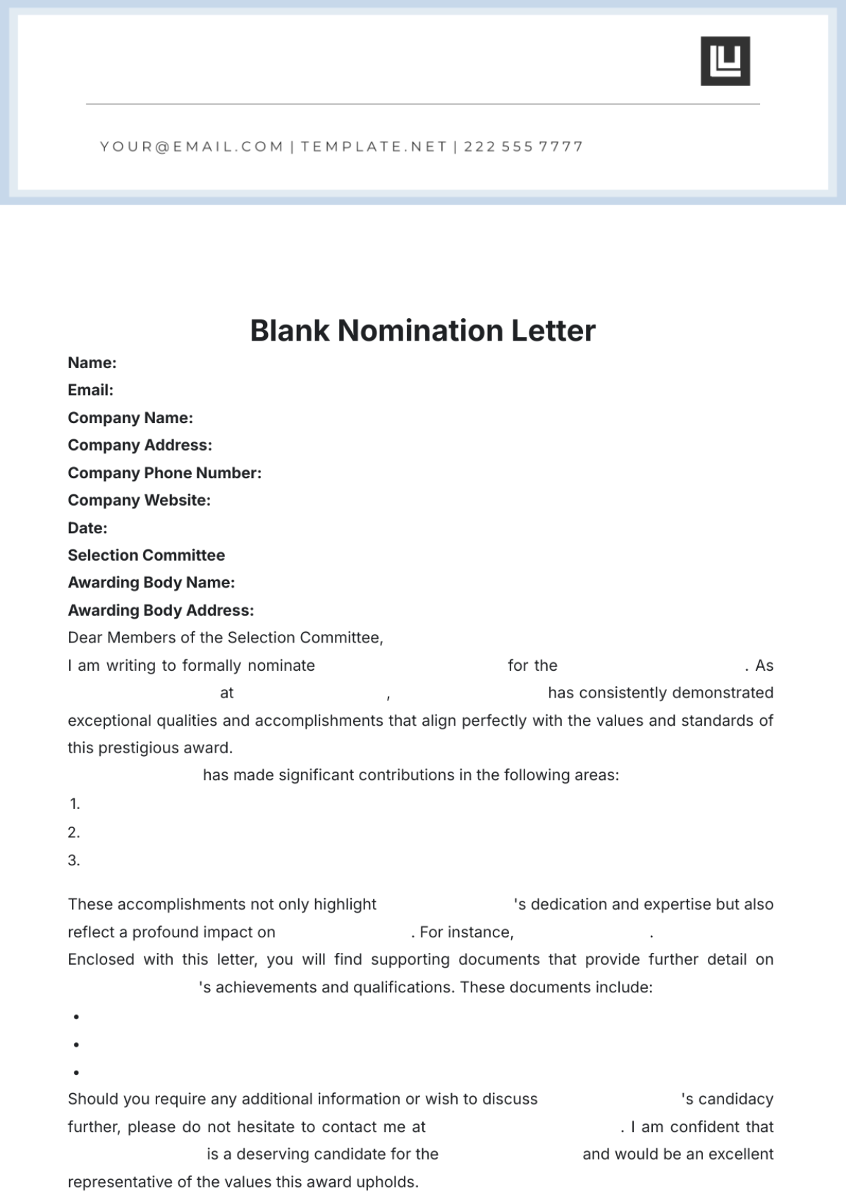 Blank Letter Template Printable