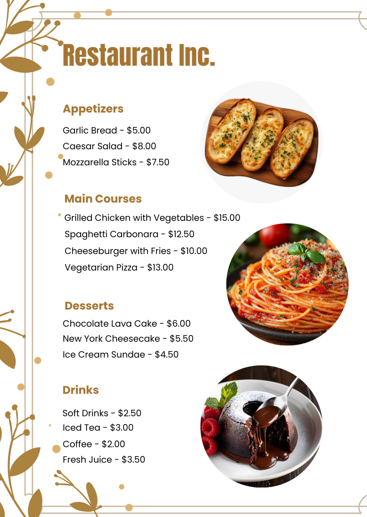 Free Printable Menu Templates Pdf