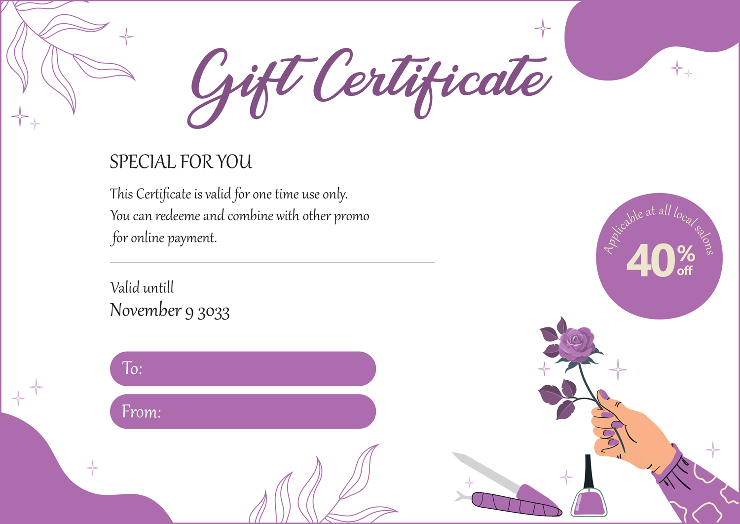 Free Printable Hair Salon Gift Certificate Template