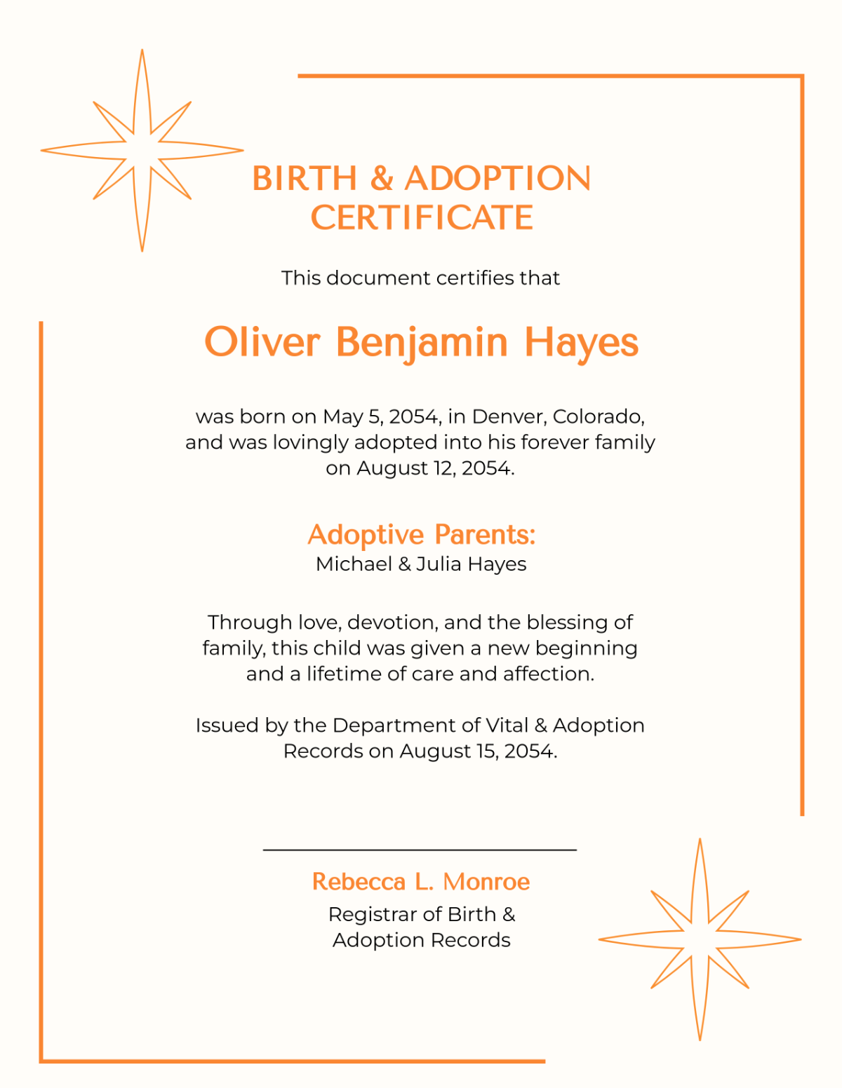 Printable Birth Certificate Template