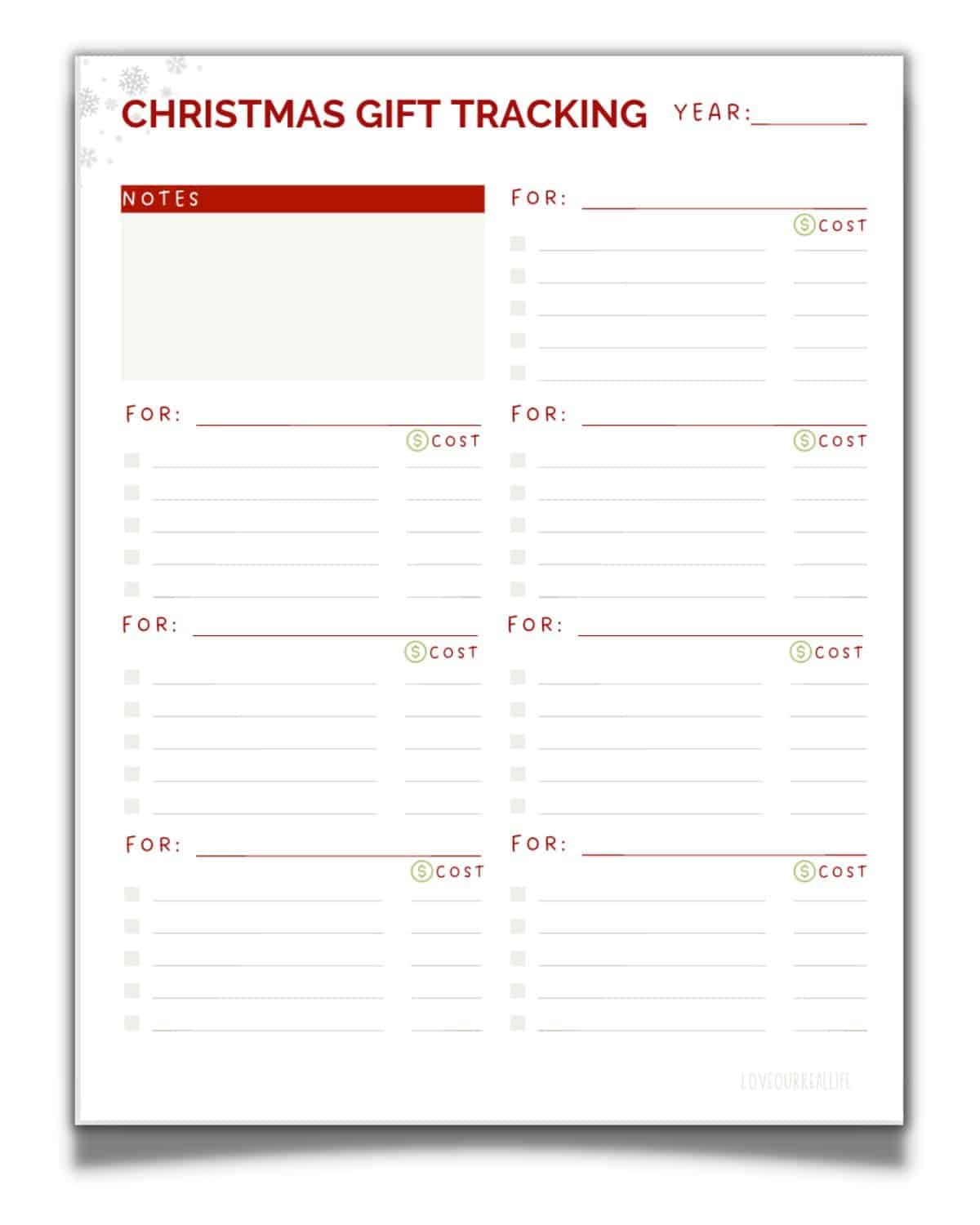 Free Printable Christmas Gift List Template