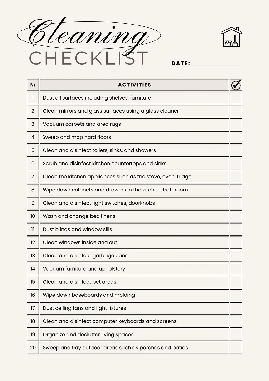 Printable Commercial Kitchen Cleaning Schedule Template