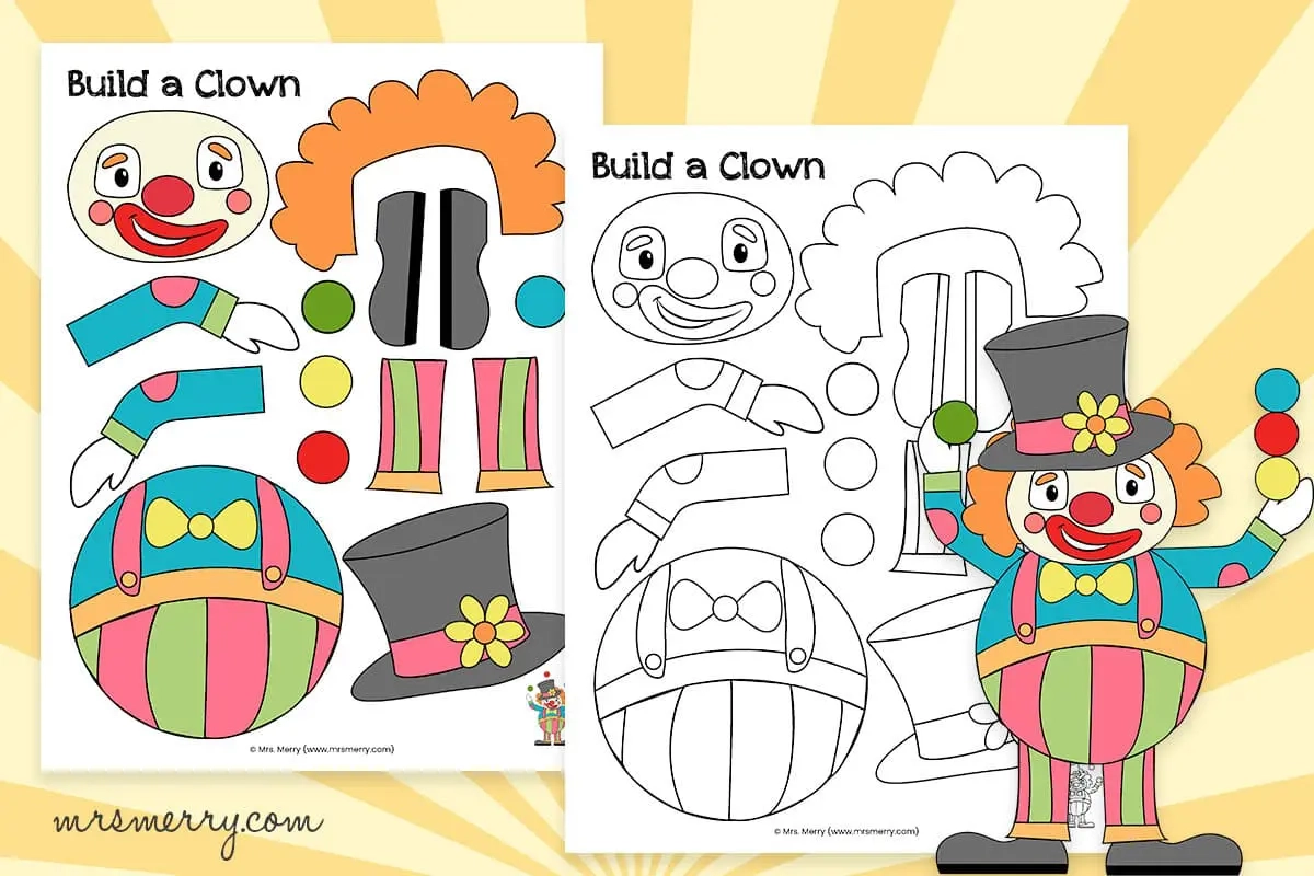 Free Printable Clown Craft Template Mrs Merry