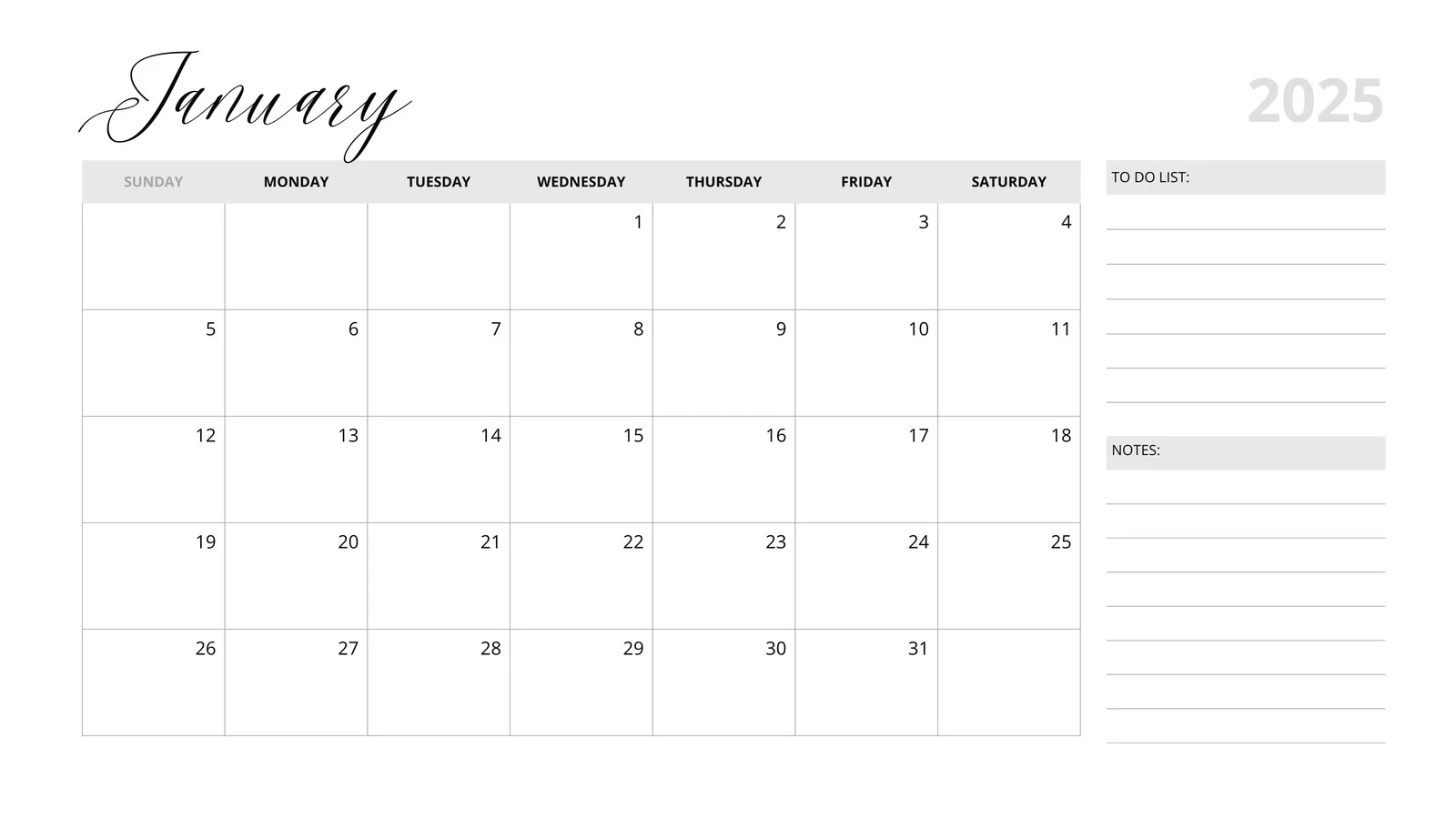 Blank Calendar Templates Printable