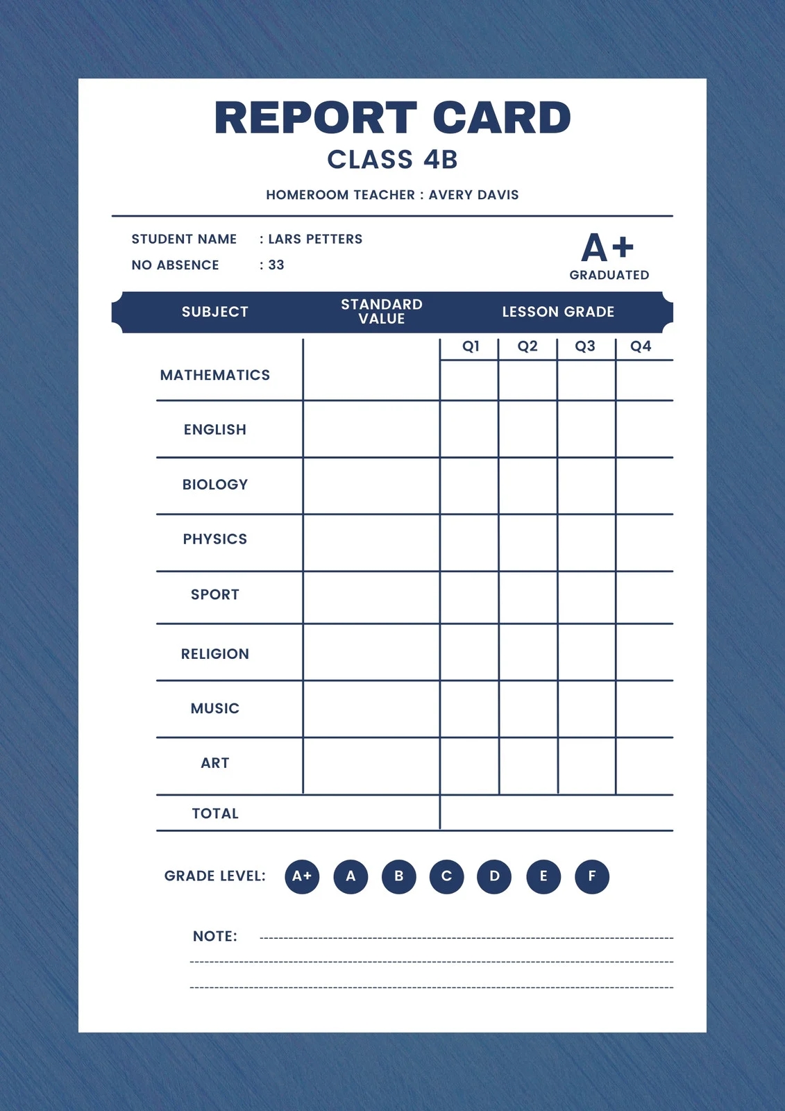 Printable Student Progress Report Template