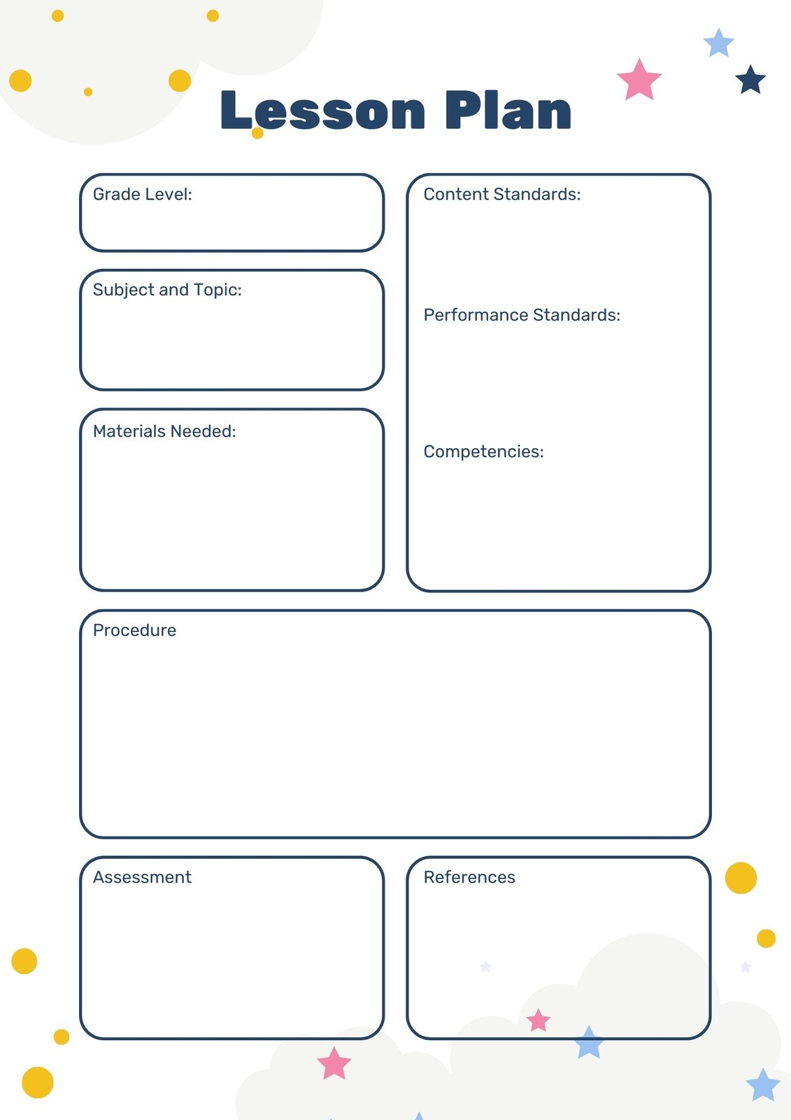 Free Printable Lesson Plan Templates Preschool
