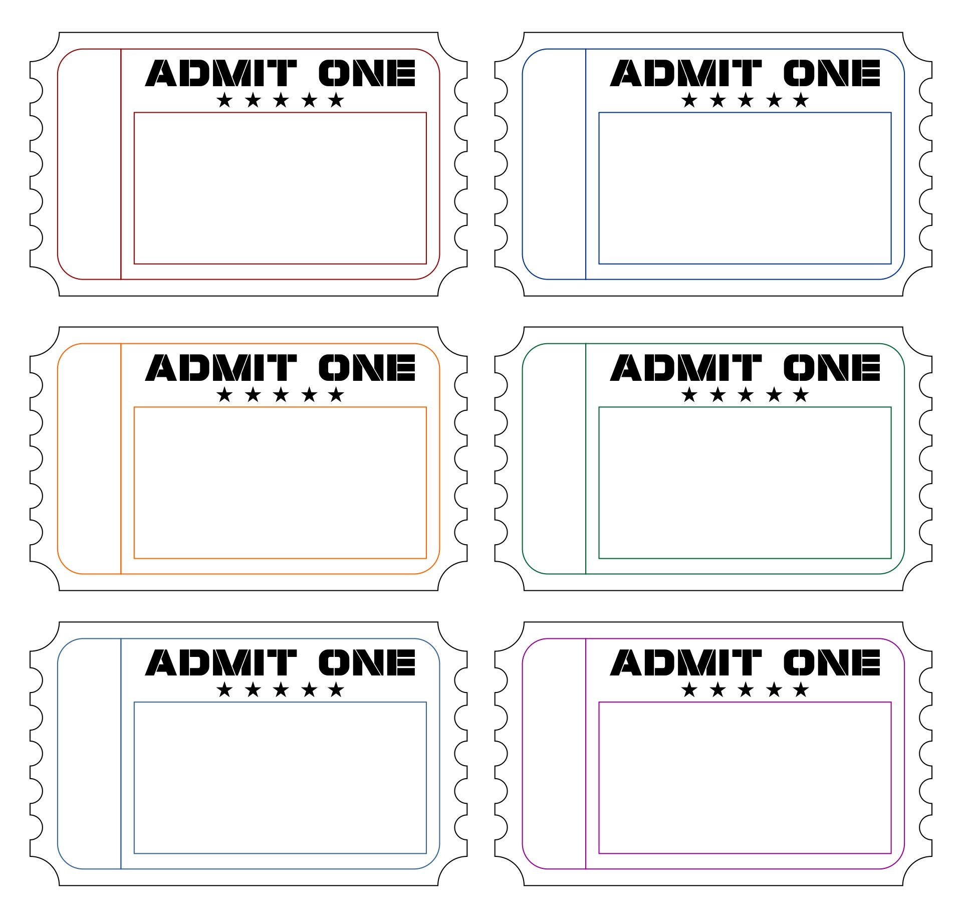 Admit One Ticket Template Printable